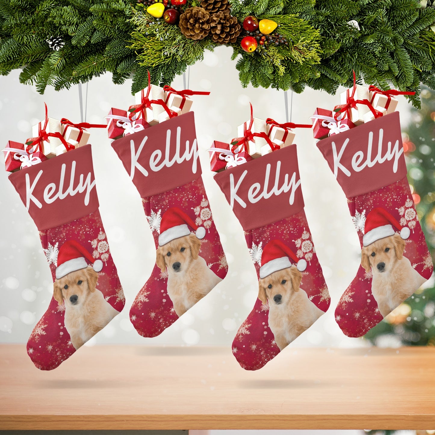 Gift Box Christmas Stocking Custom Name Santa Socks Gift