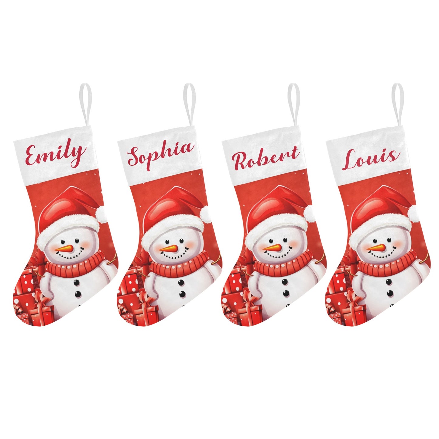 Snowman Red Christmas Stocking Custom Name Christmas Socks Gift