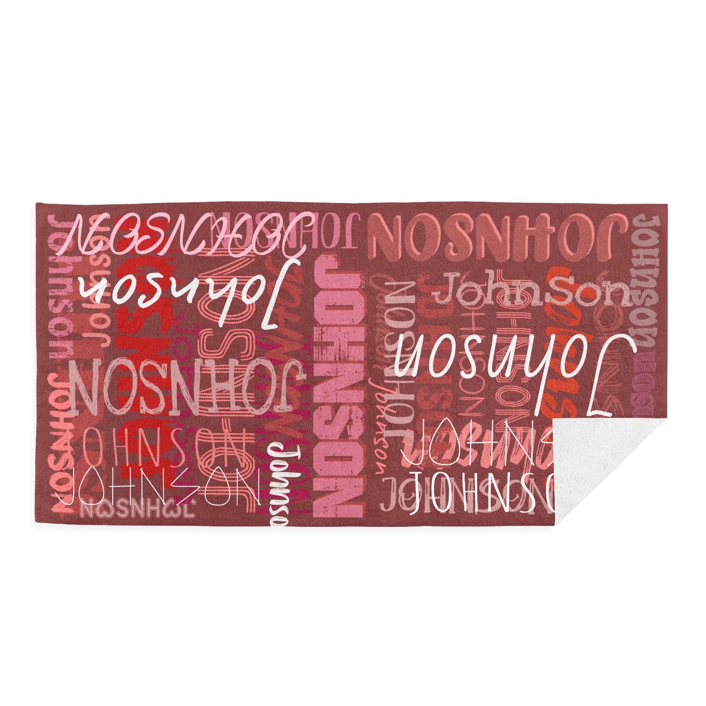 Red Beach Towel Custom Cotton/Poly Blend Pool Towel - Blue - Personalize with Your Name - Standard Size