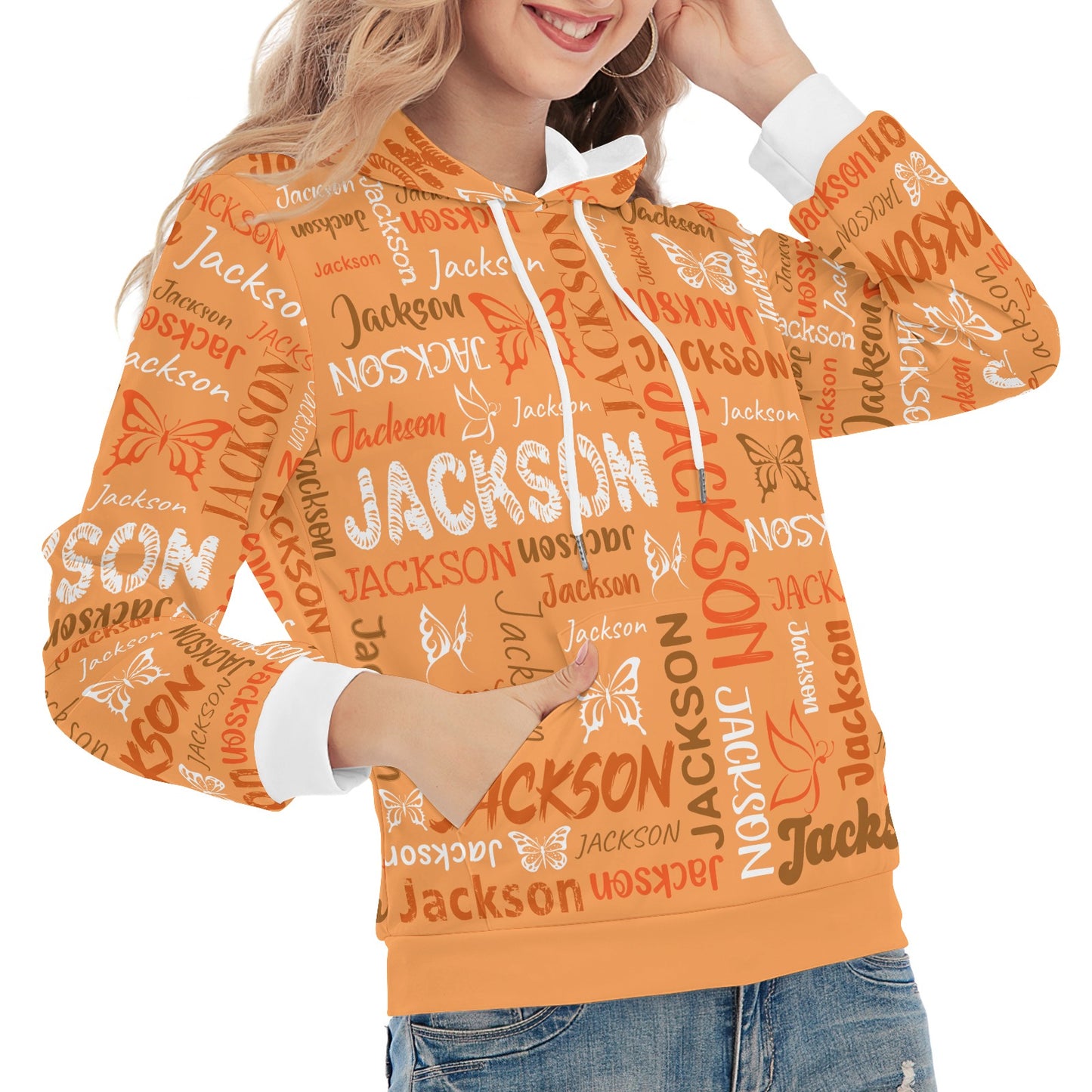 Orange Unisex Heavy Blend Hoodie Custom Hoodie Design Your Own Personalized Hoodies for Women
