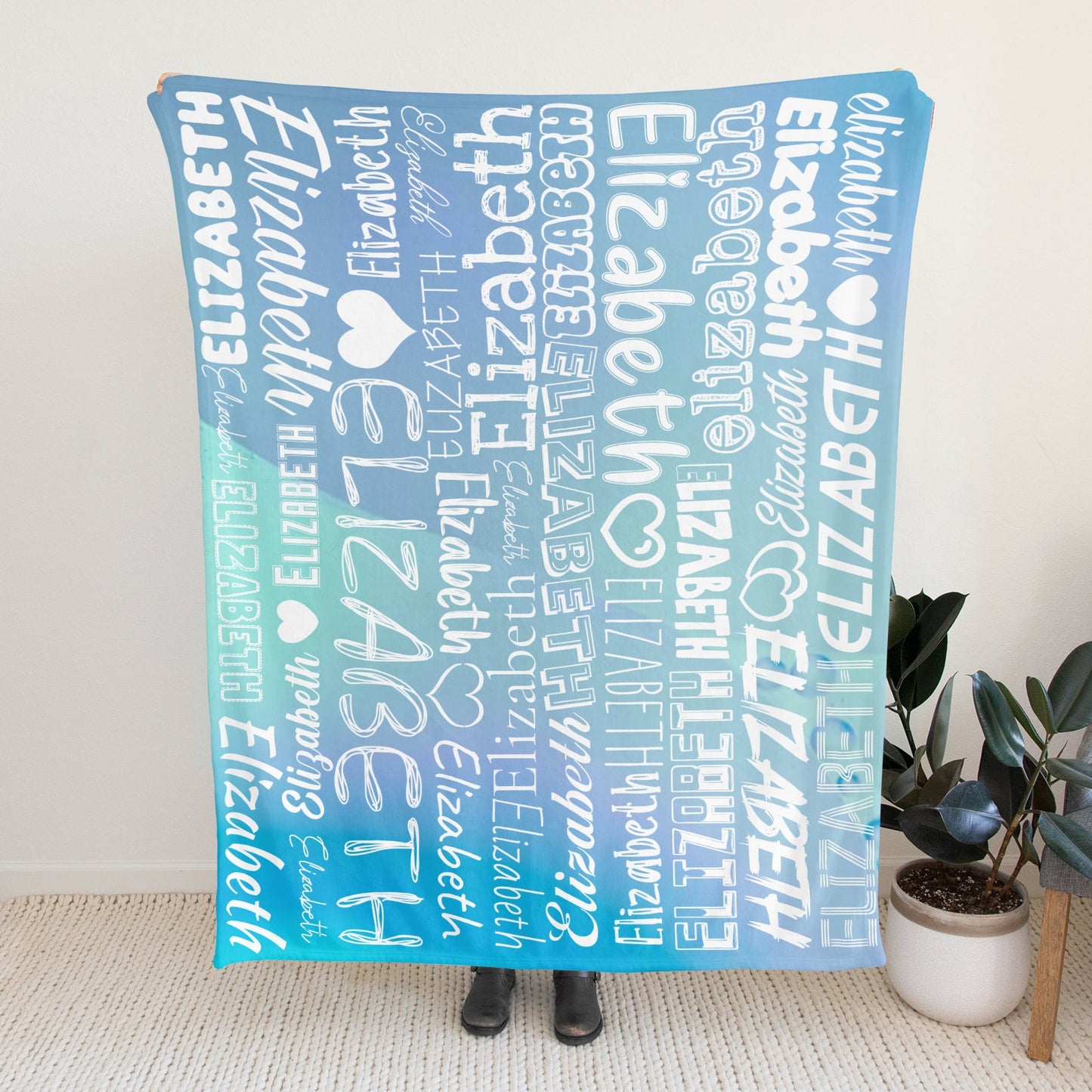 Blue Flannel Blanket Name Blanket Personalized Blanket for Adult Kids Flannel Customize Throw Blanket Custom