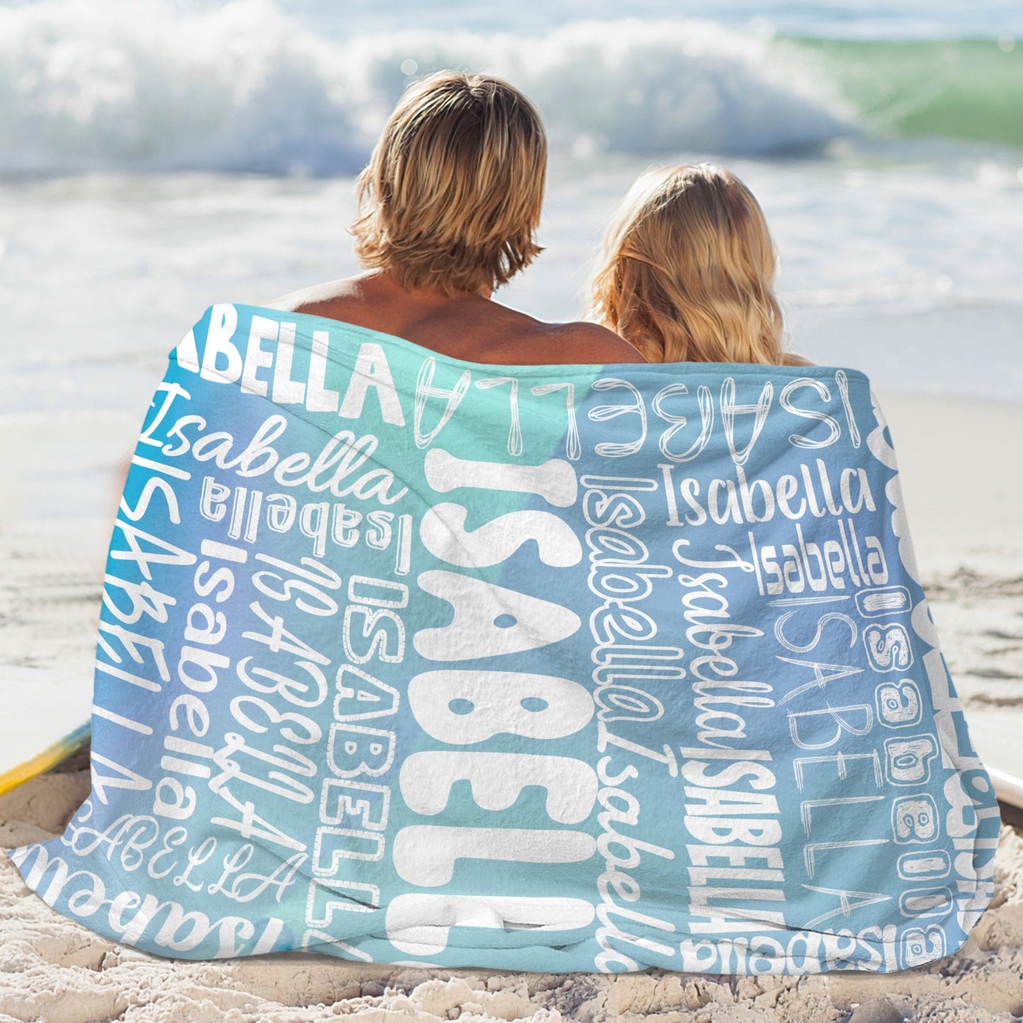 Light Blue Flannel Blanket Name Blanket Personalized Blanket for Adult Kids Flannel Customize Throw Blanket Custom