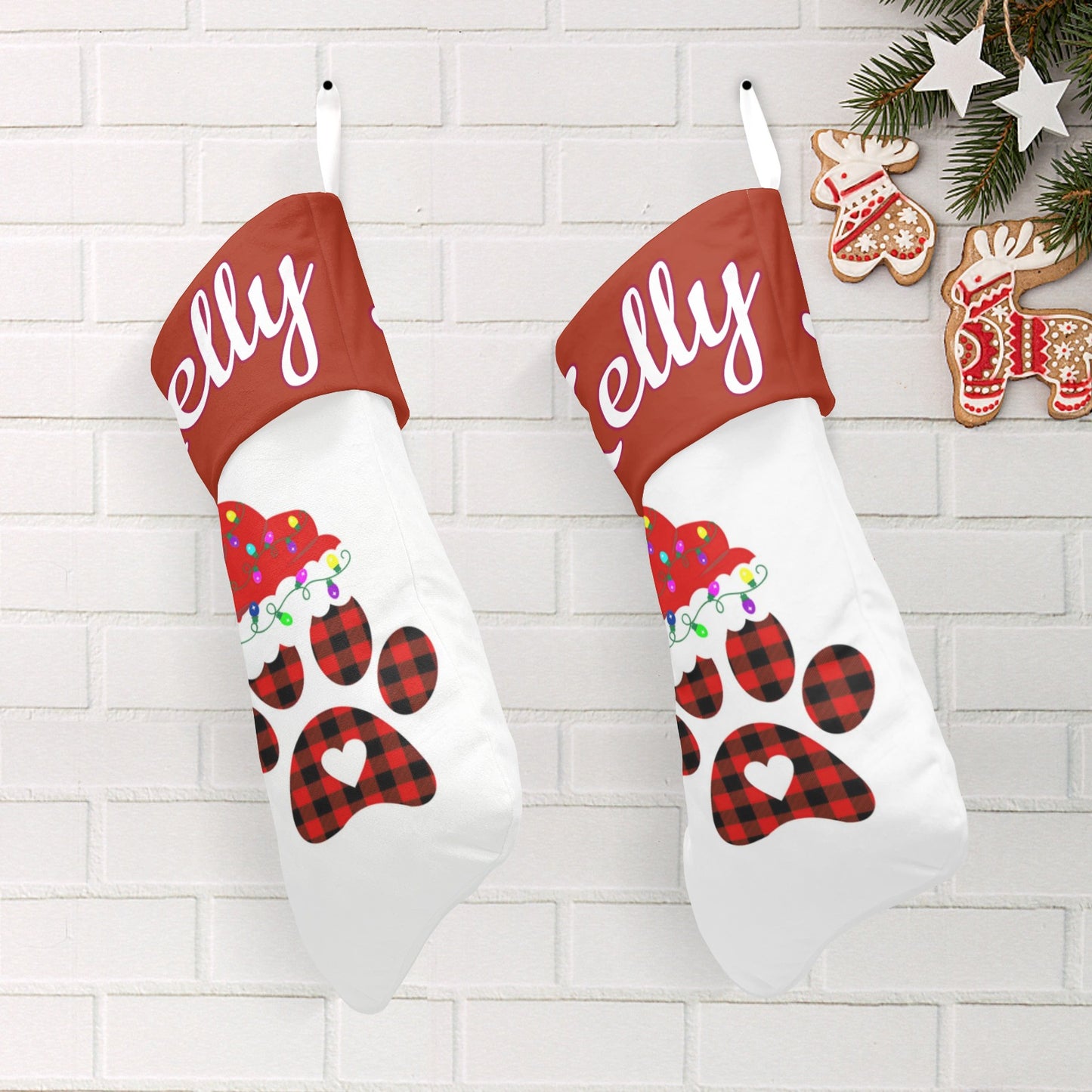 Santa's Hat Christmas Stocking Custom Name Santa Socks Gift