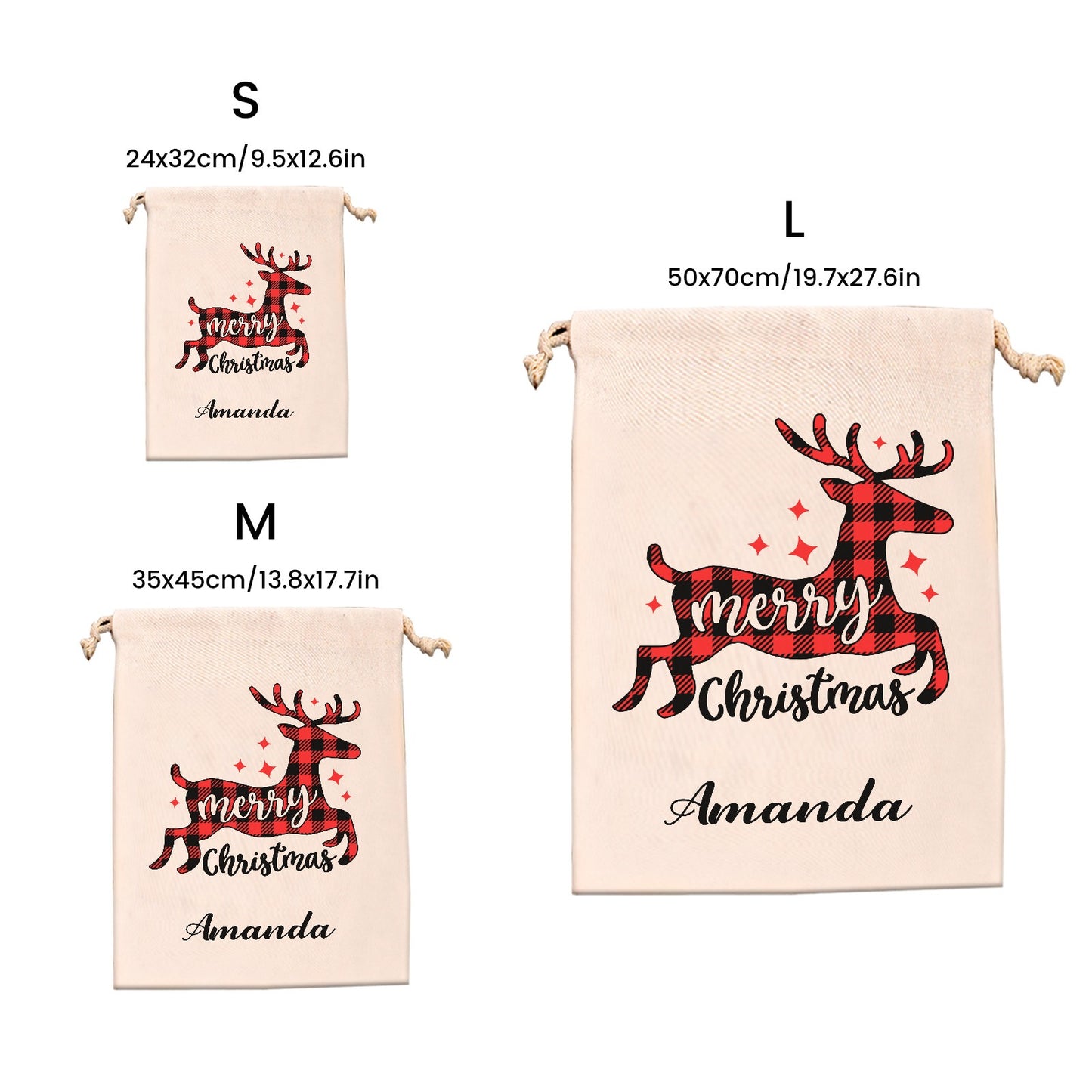 Christmas Deer Christmas Gift Bag Custom Santa Gift Bags your Name