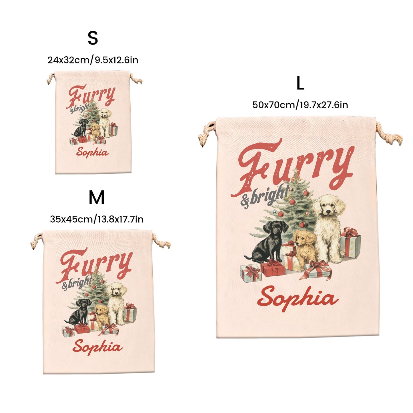dog Christmas Gift Bag Personalized Christmas Wrapping Gift Bags