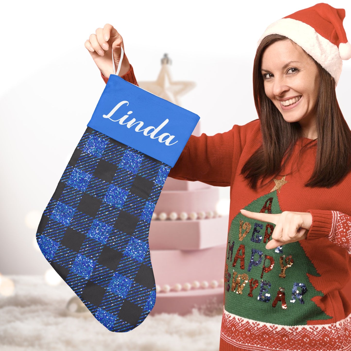 Blue Buffalo Bling Christmas Stocking Custom Name Christmas Socks Gift