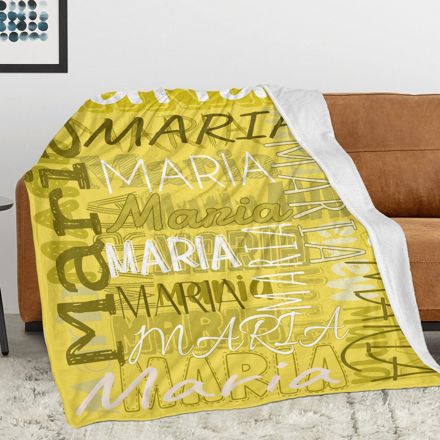 Yellow Flannel Blanket Name Blanket Personalized Blanket for Adult Kids Flannel Customize Throw Blanket Custom