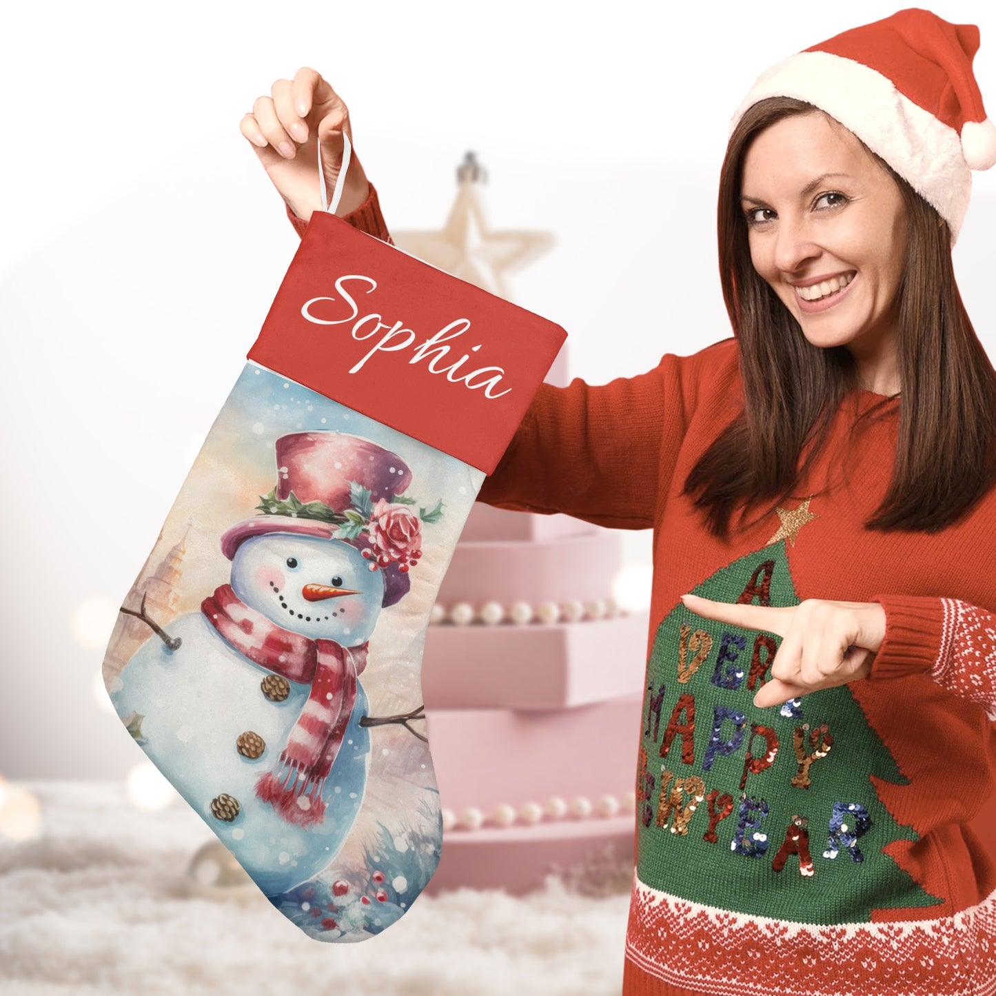 Christmas Snowman Christmas Stocking Custom Name Santa Socks Gift