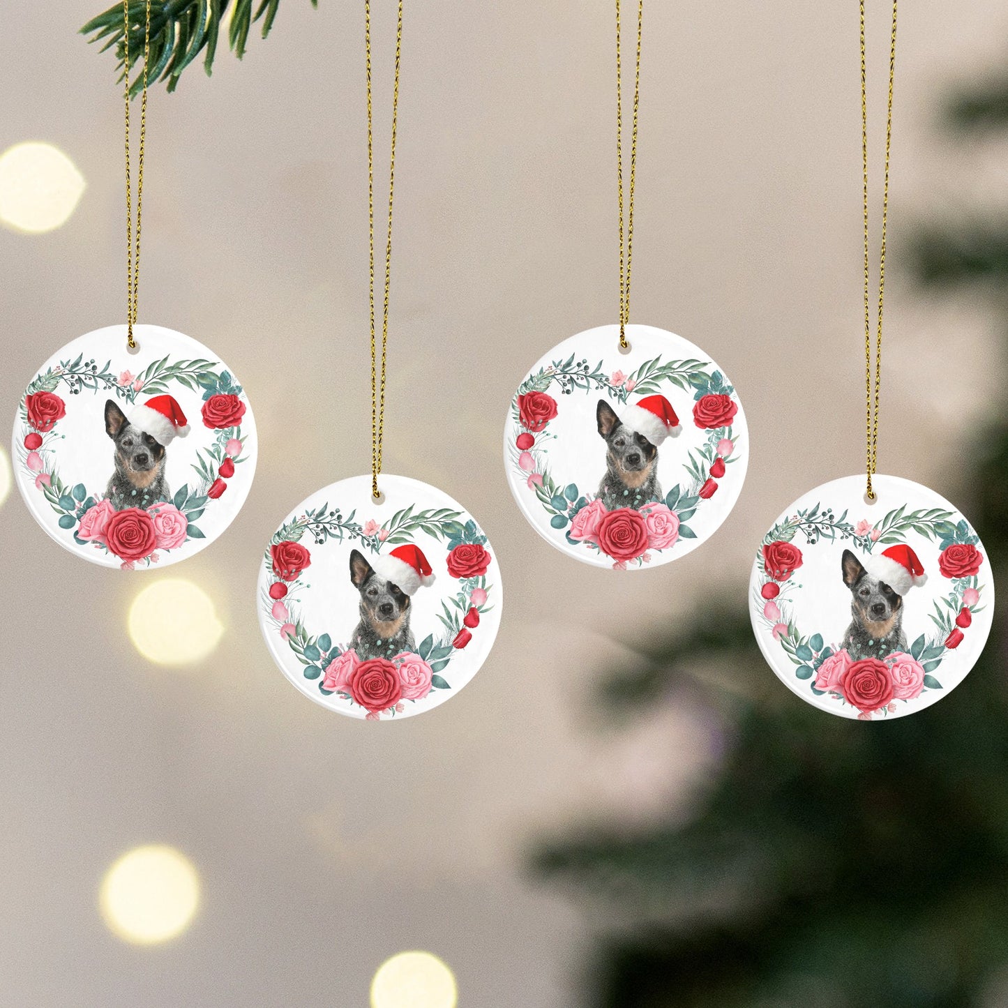 flower (123) Christmas Ornaments Custom Name Santa Gift