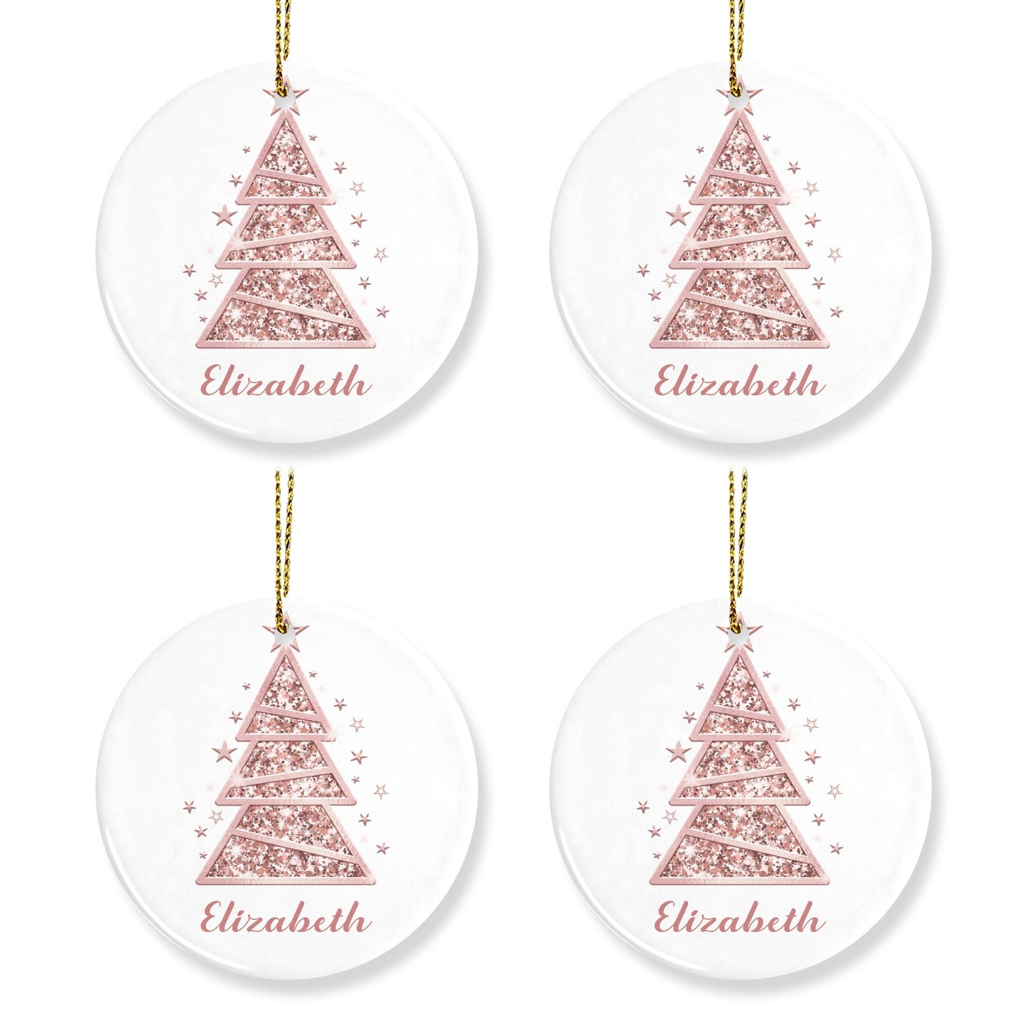 Christmas Tree Rose Gold Christmas Ornaments Custom Name Santa Gift