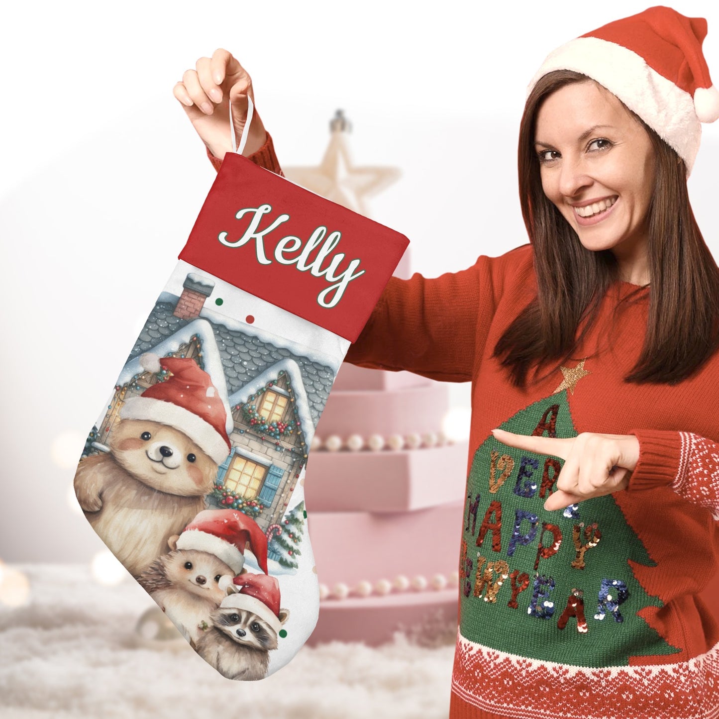 Butterfly Christmas Stocking Custom Name Santa Socks Gift
