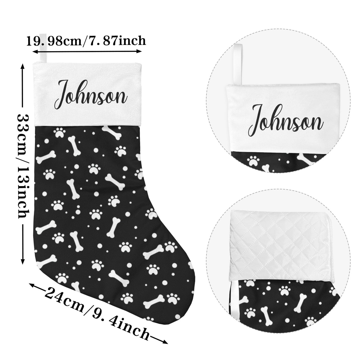 Dog Paw bones Christmas Stocking Custom Name Christmas Socks Gift