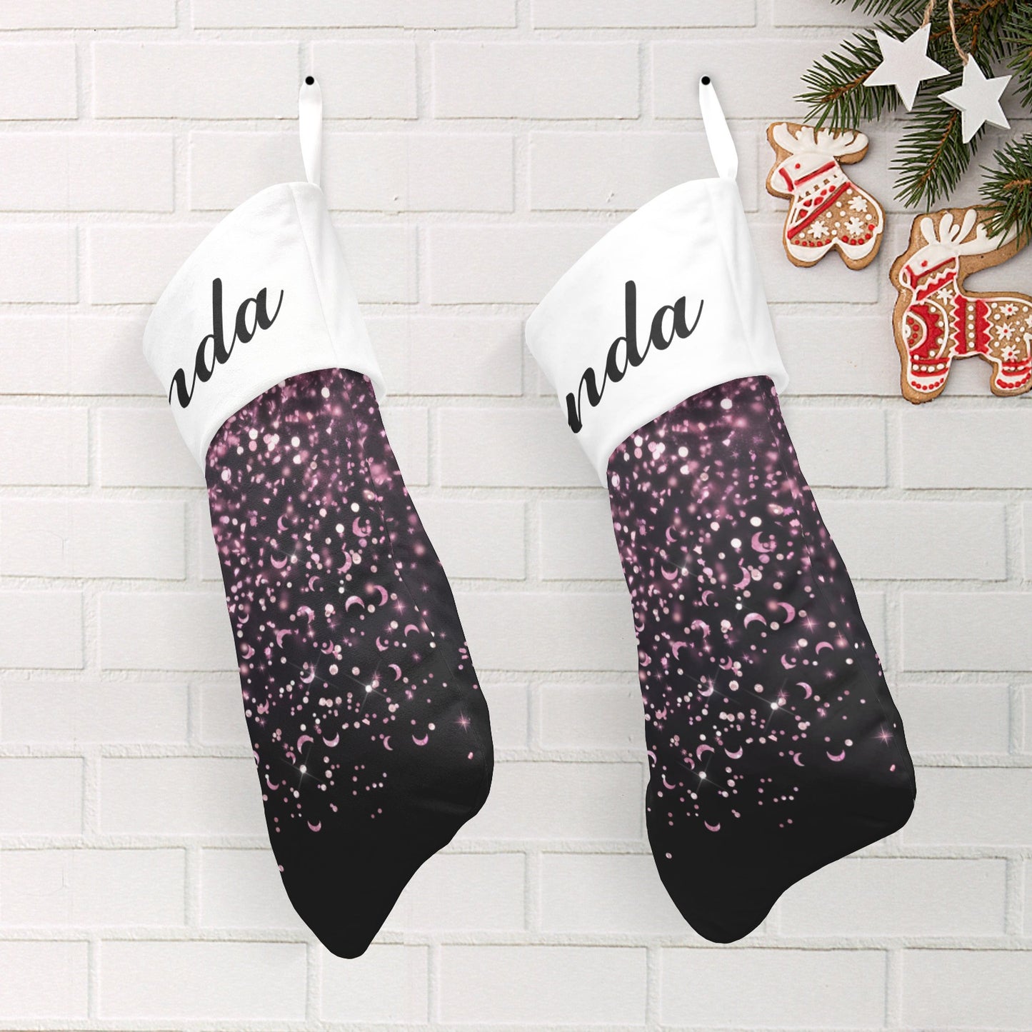 Black Christmas Stocking Custom Name Christmas Socks Gift