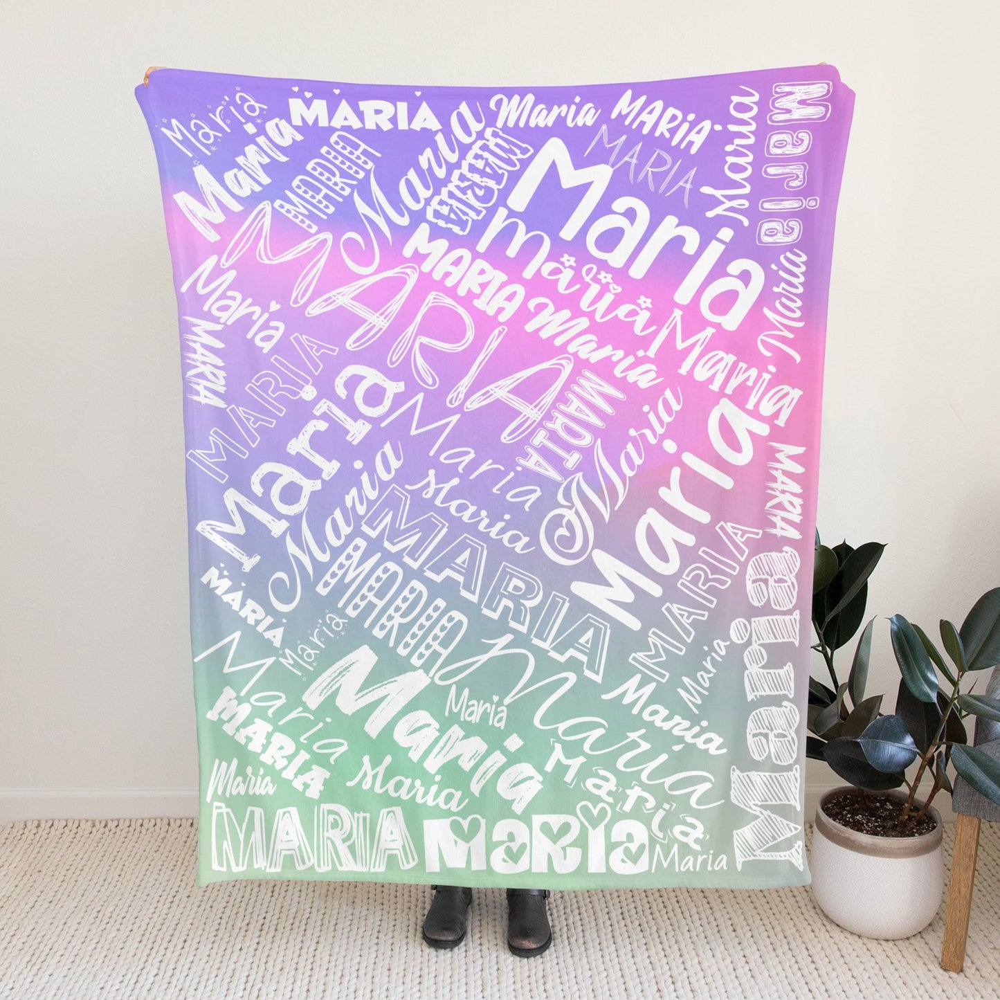 Gradient Flannel Blanket Name Blanket Personalized Blanket for Adult Kids Flannel Customize Throw Blanket Custom