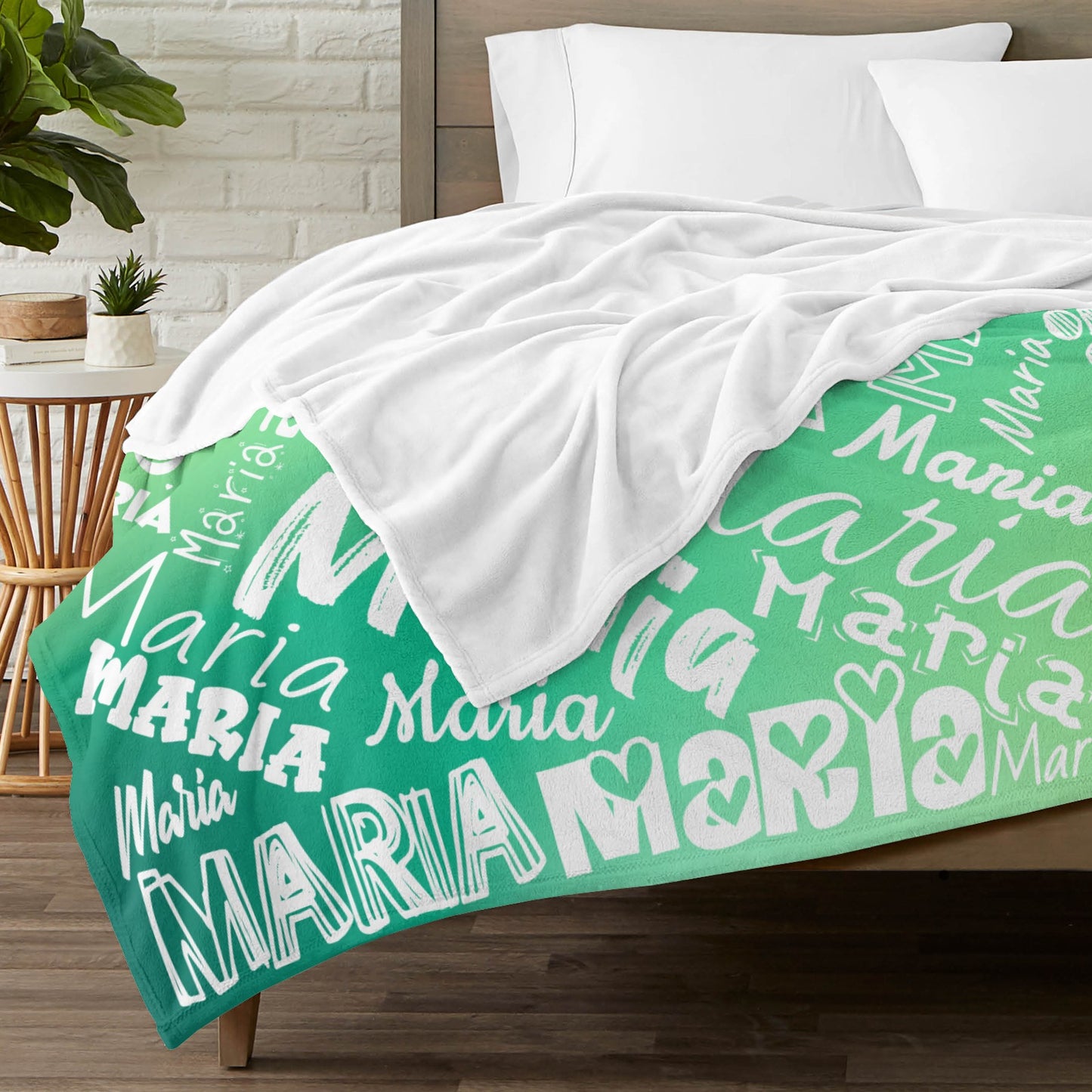 Green Flannel Blanket Name Blanket Personalized Blanket for Adult Kids Flannel Customize Throw Blanket Custom