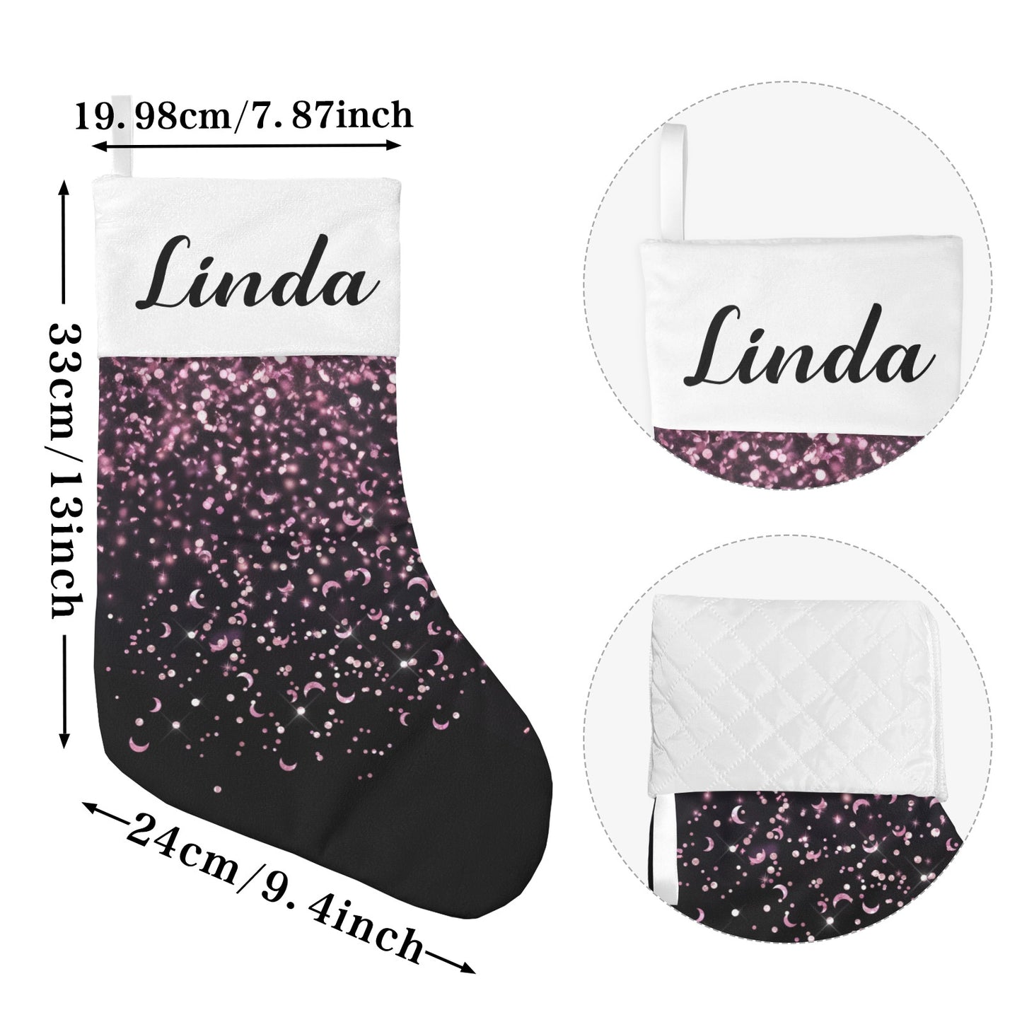 Black Christmas Stocking Custom Name Christmas Socks Gift