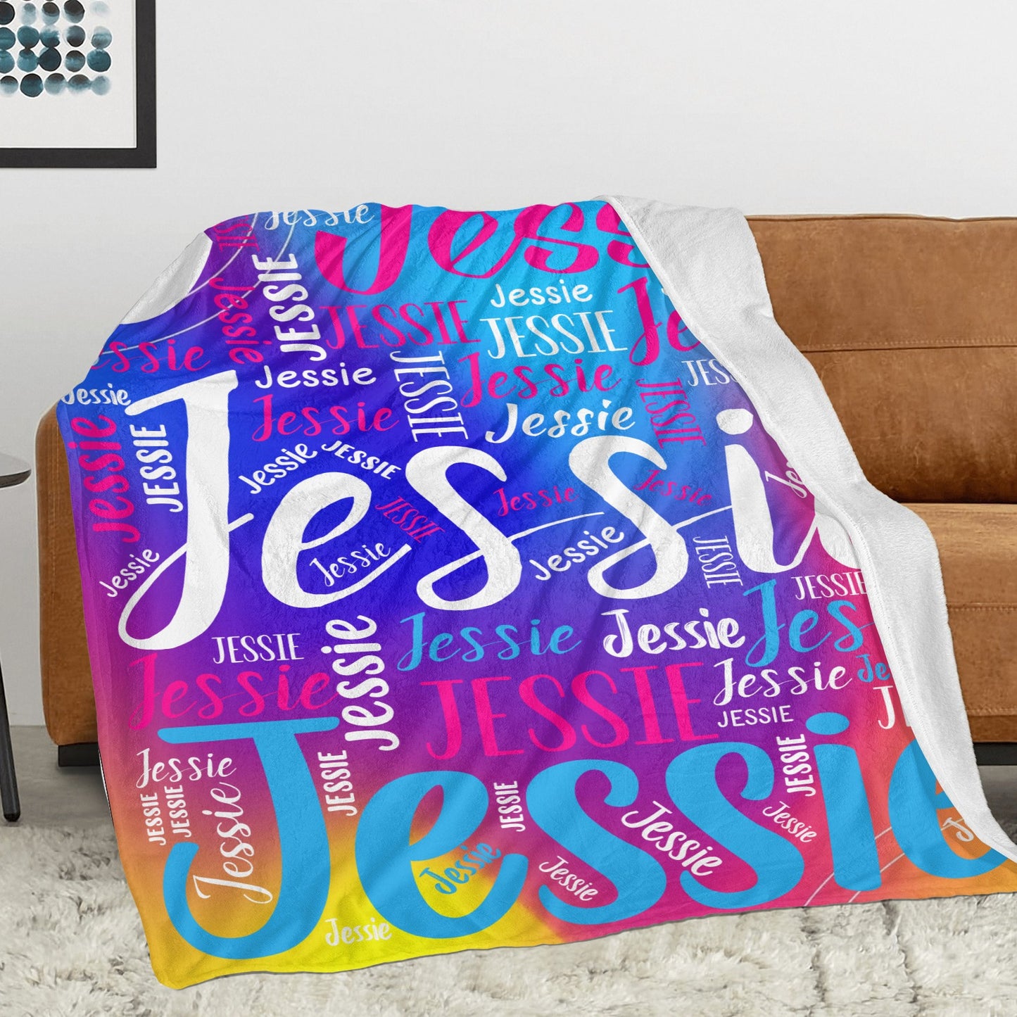 Colorful Flannel Blanket Custom Name Blanket Gift for Men Women
