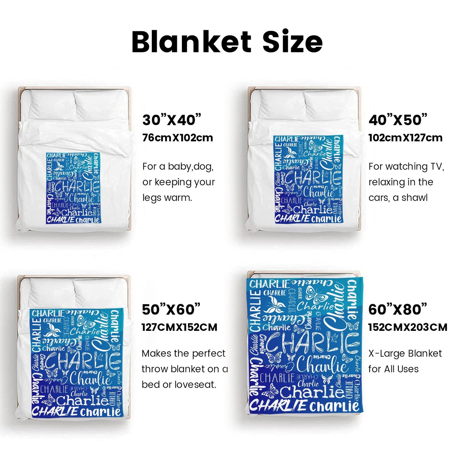 Navy Blue Flannel Blanket Custom Name Blanket Gift for Men Women