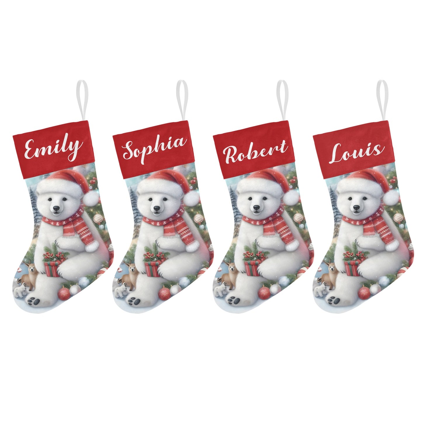 Bear Christmas Stocking Custom Name Christmas Socks Gift