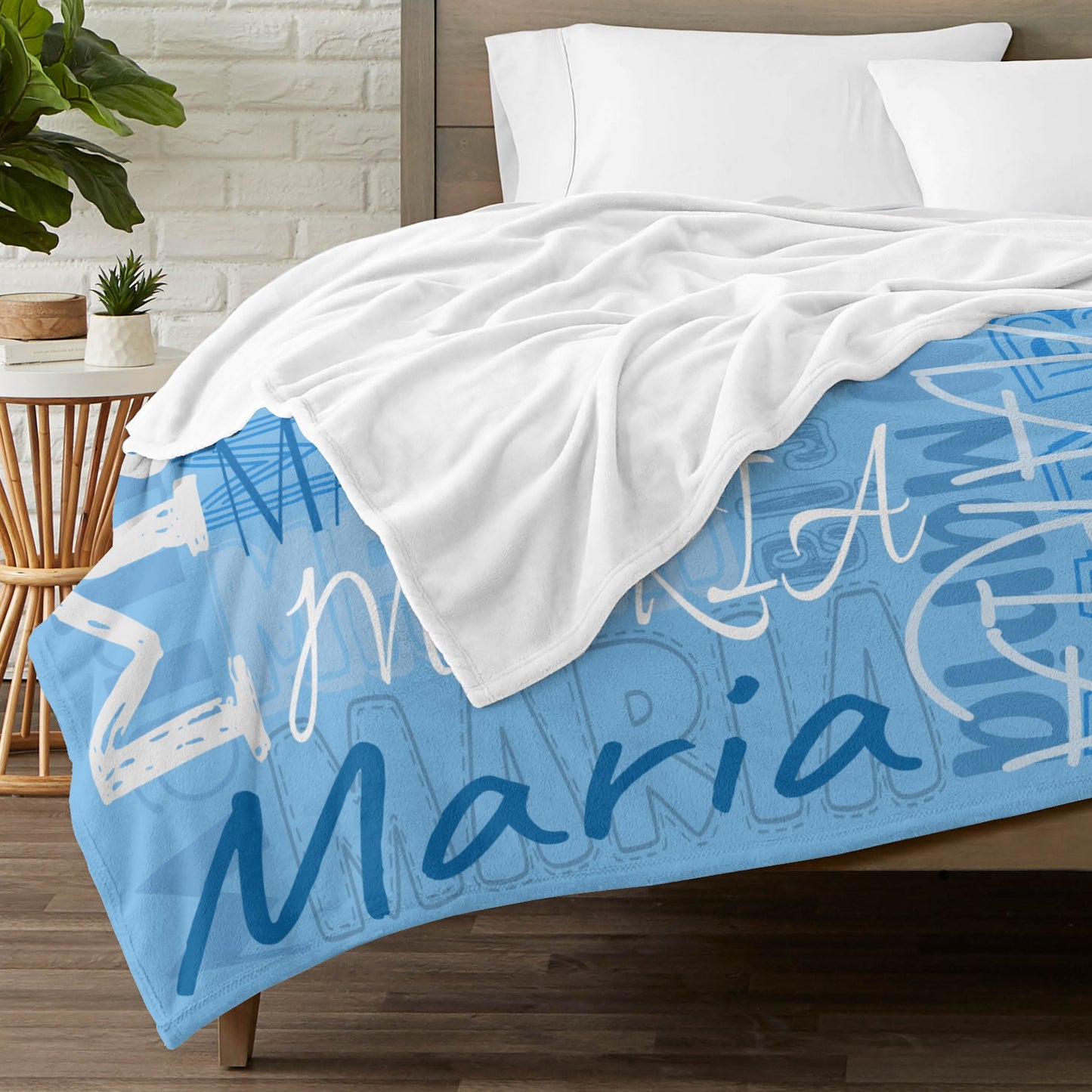 Blue Flannel Blanket Name Blanket Personalized Blanket for Adult Kids Flannel Customize Throw Blanket Custom