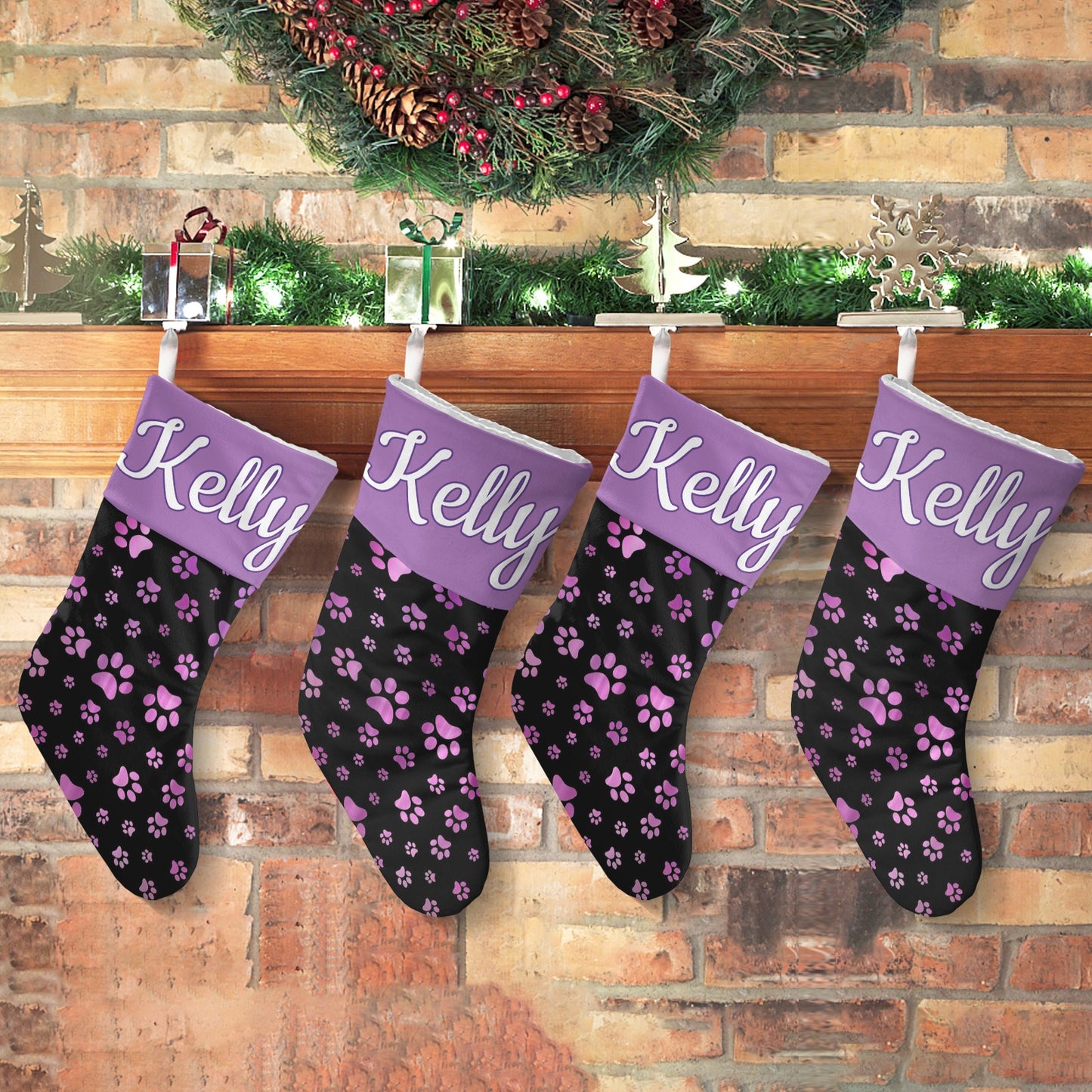 Footprint Christmas Stocking Custom Name Santa Socks Gift