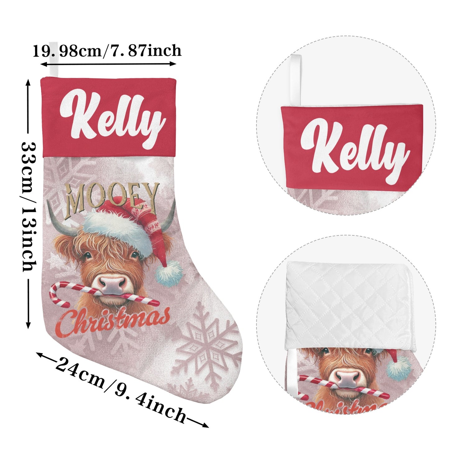 Cow Christmas Stocking Custom Name Santa Socks Gift