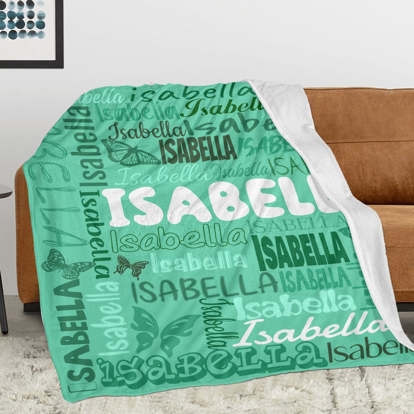 Green Flannel Blanket Name Blanket Personalized Blanket for Adult Kids Flannel Customize Throw Blanket Custom