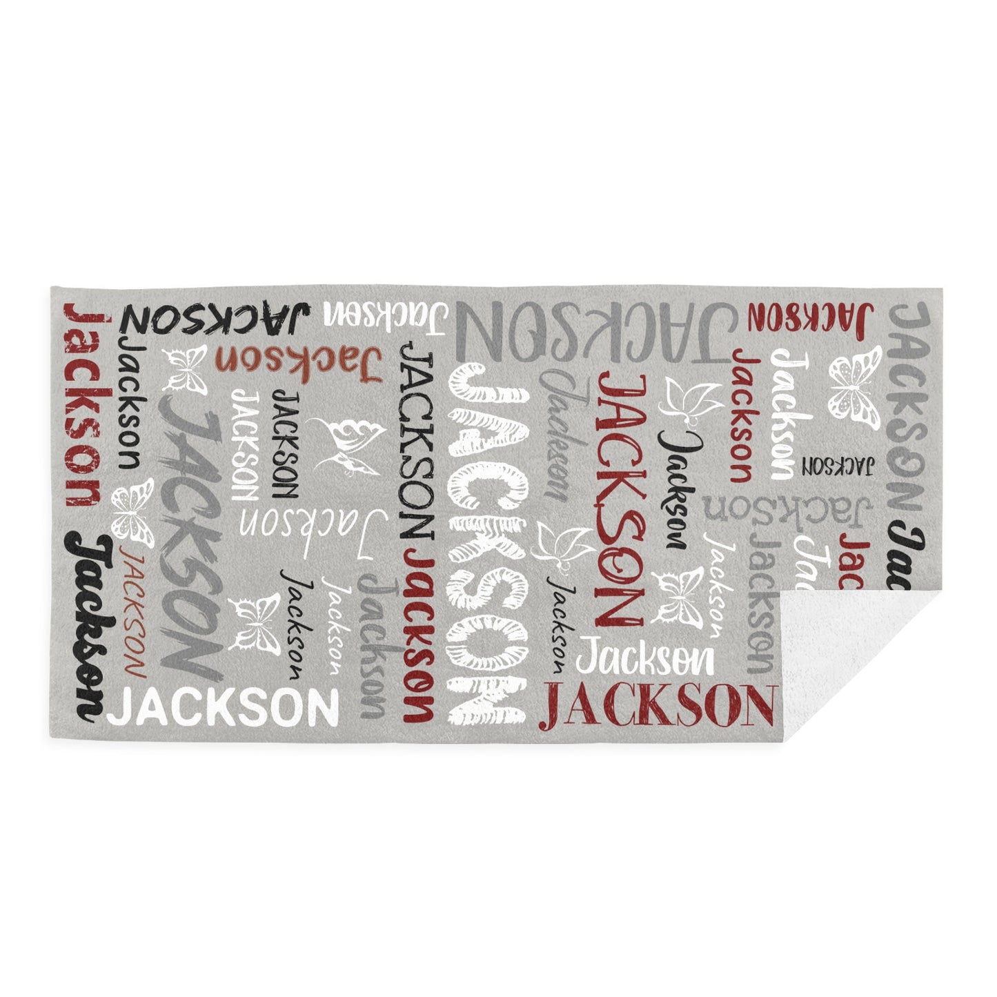 Grey Beach Towel Custom Cotton/Poly Blend Pool Towel - Blue - Personalize with Your Name - Standard Size
