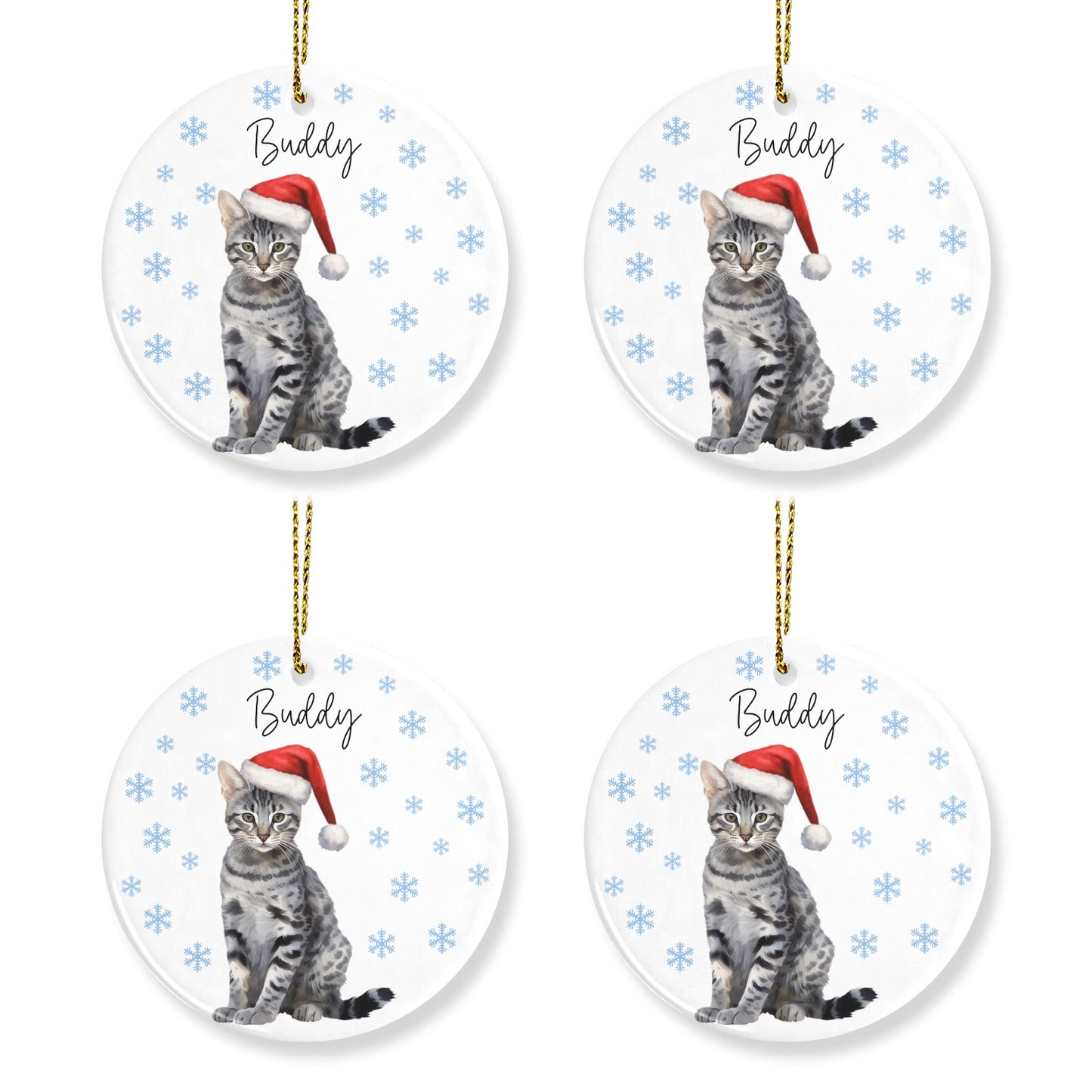 Cat Christmas Ornaments Custom Name Santa Gift