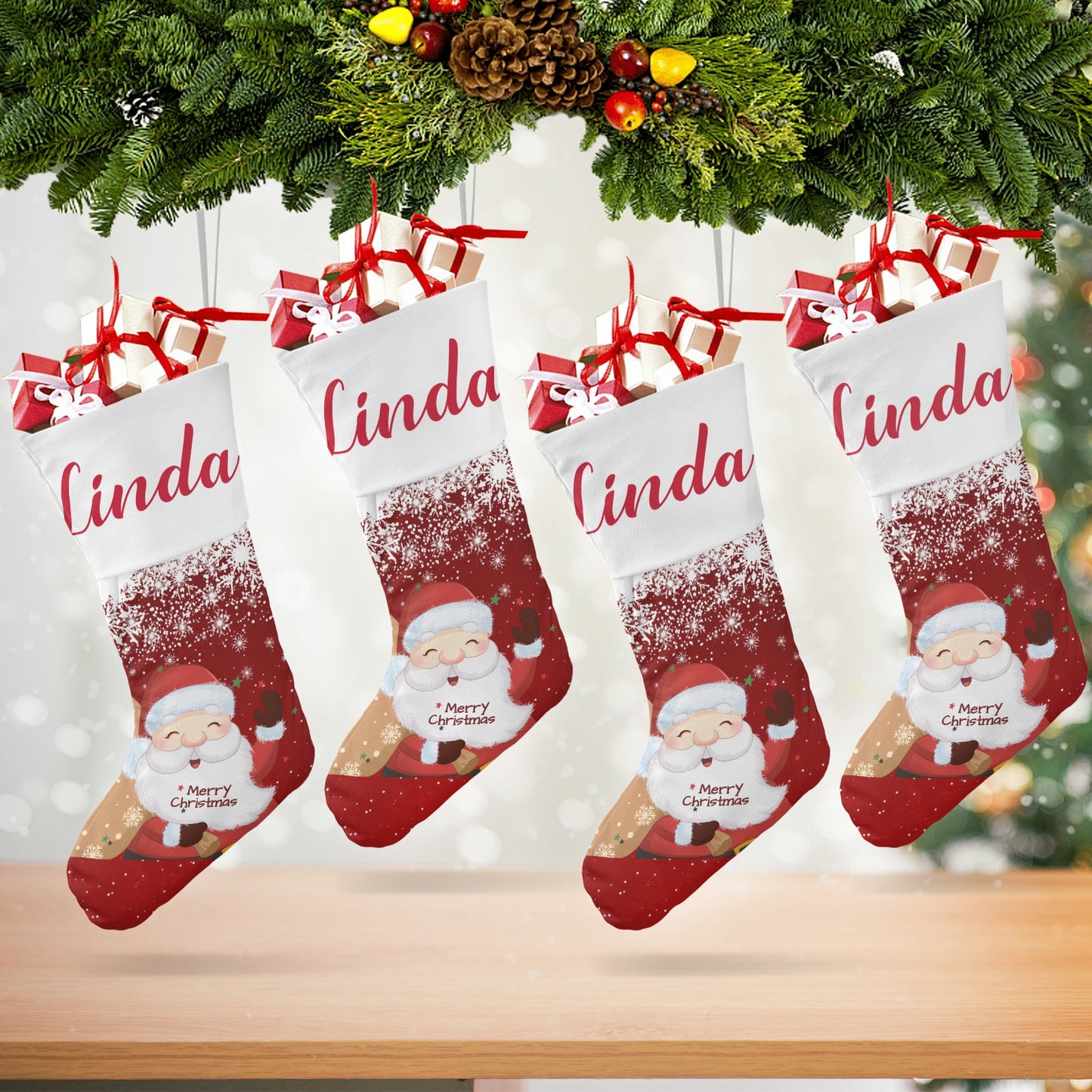 Santa Claus Christmas Stocking Custom Name Christmas Socks Gift