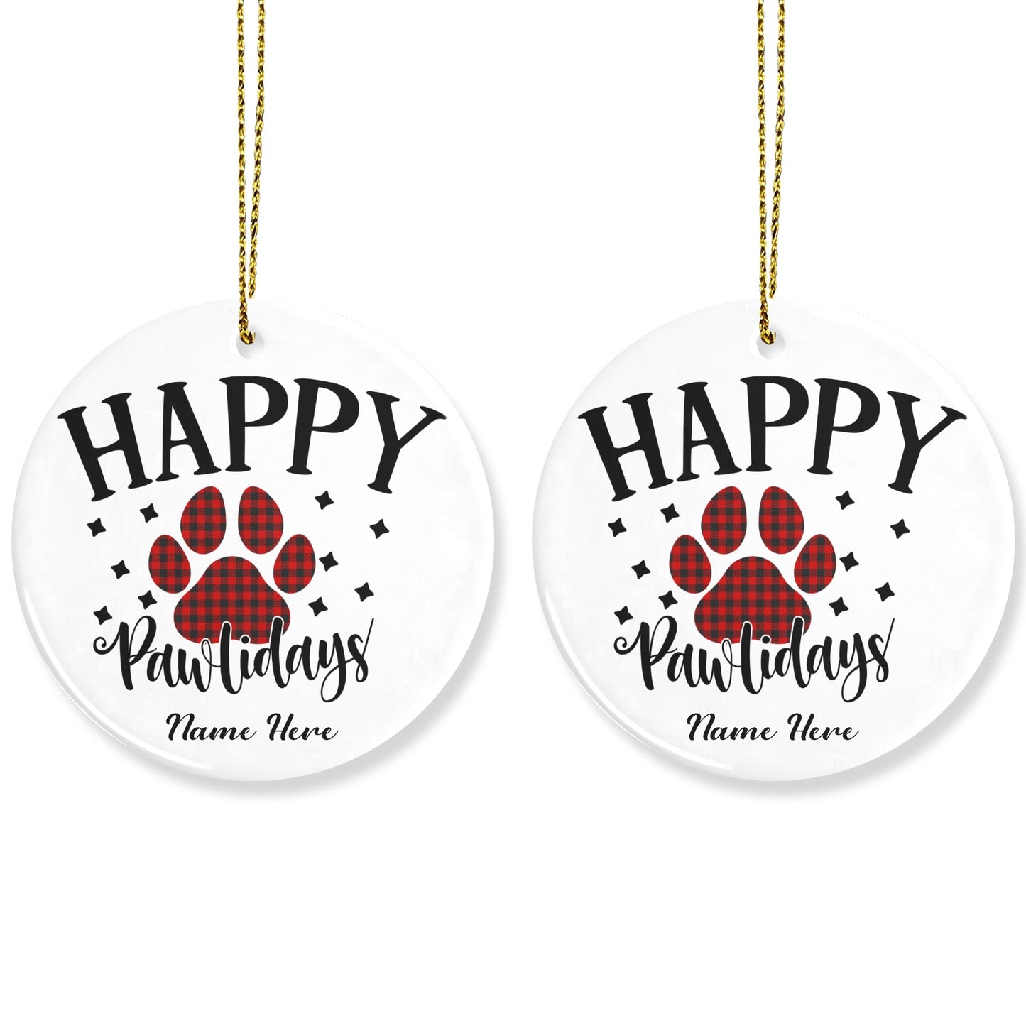 Happy Pawlidays Christmas Ornaments Custom Name Santa Gift