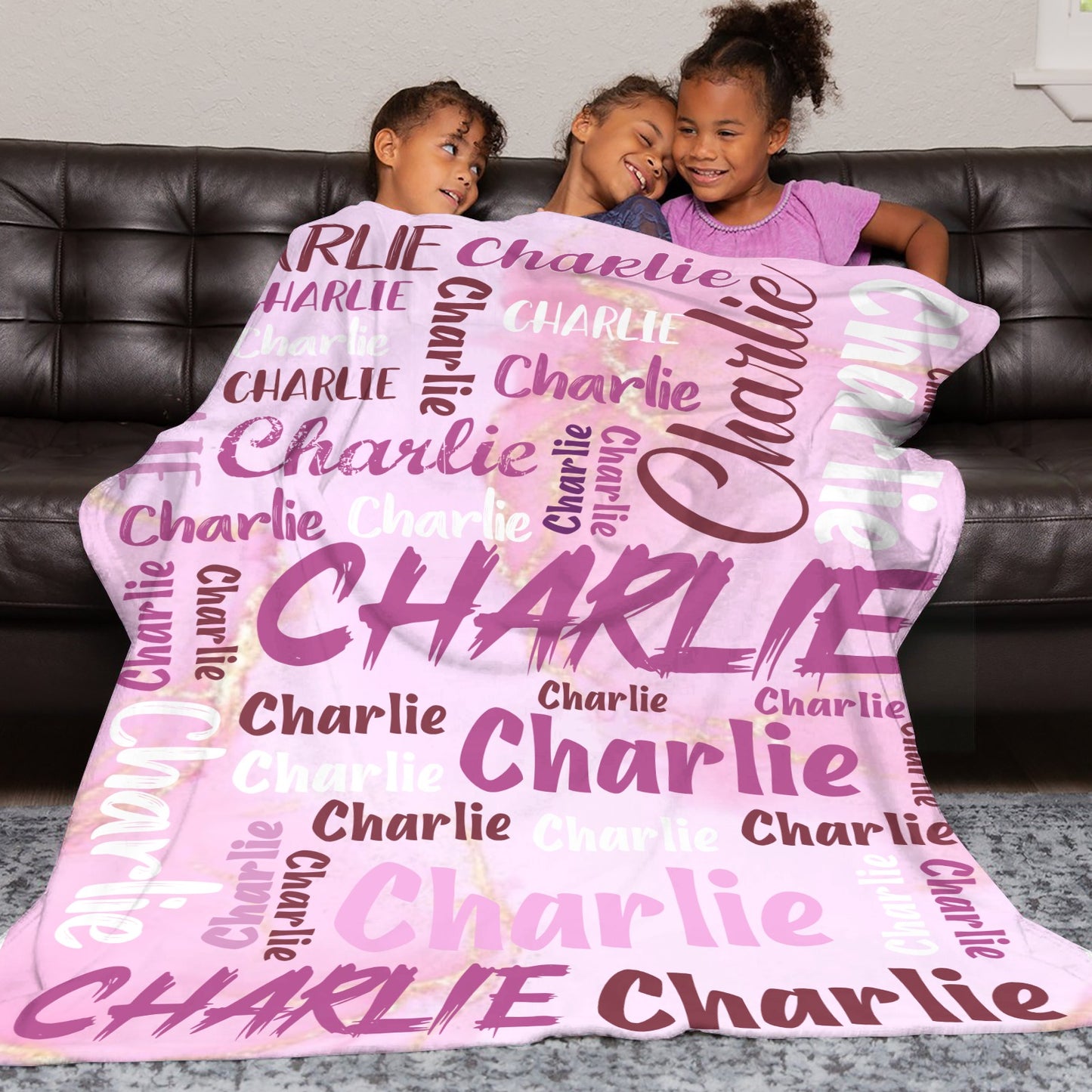 Pink Flannel Blanket Custom Name Blanket Gift for Men Women