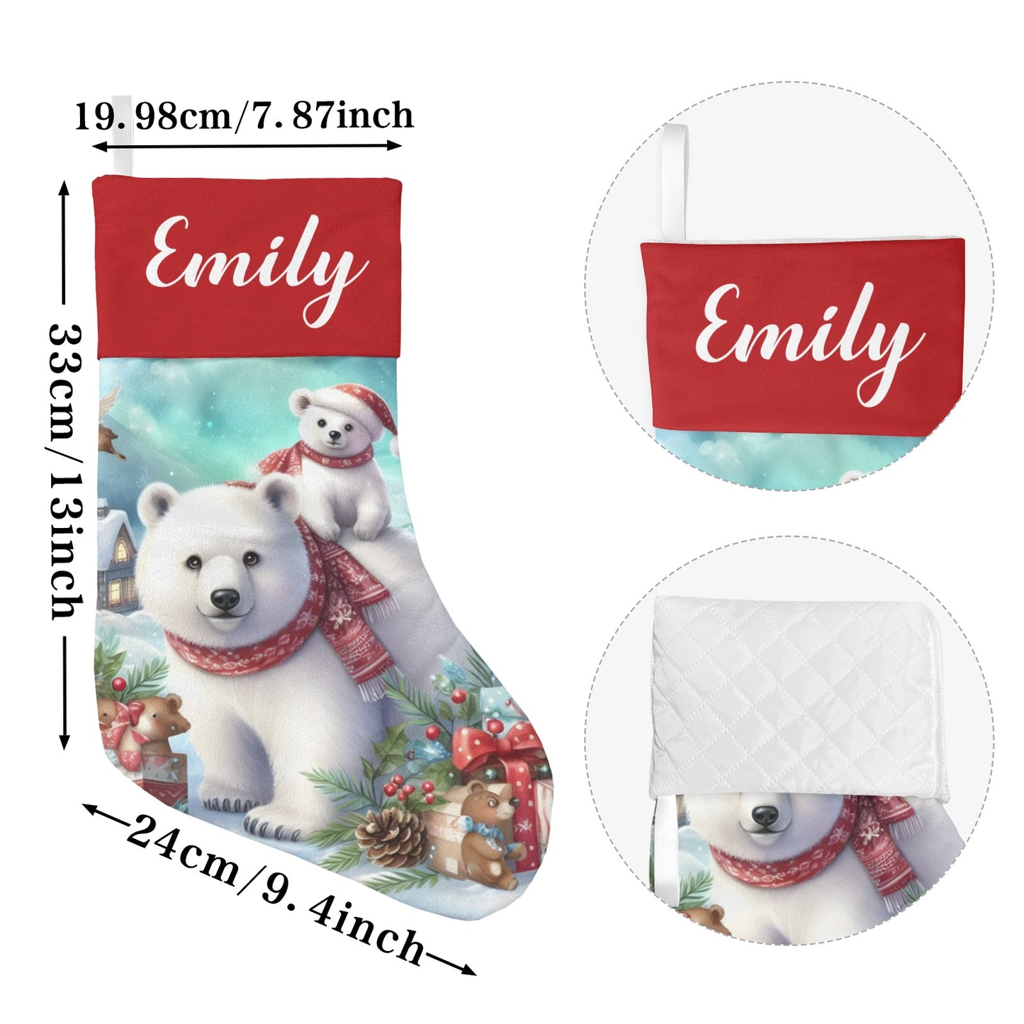 Bear Christmas Stocking Custom Name Christmas Socks Gift