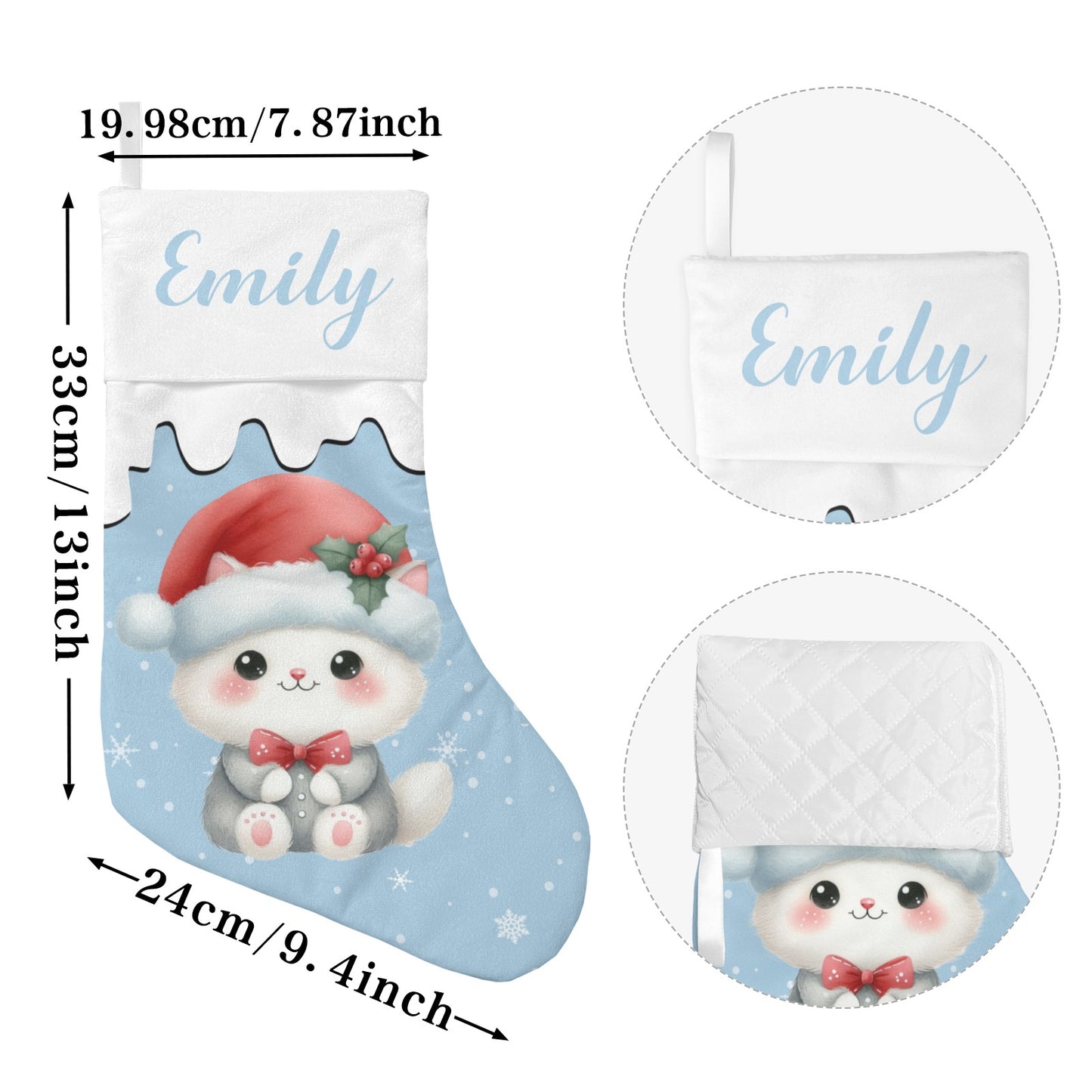 Cute Rabbit Christmas Stocking Custom Name Christmas Socks Gift