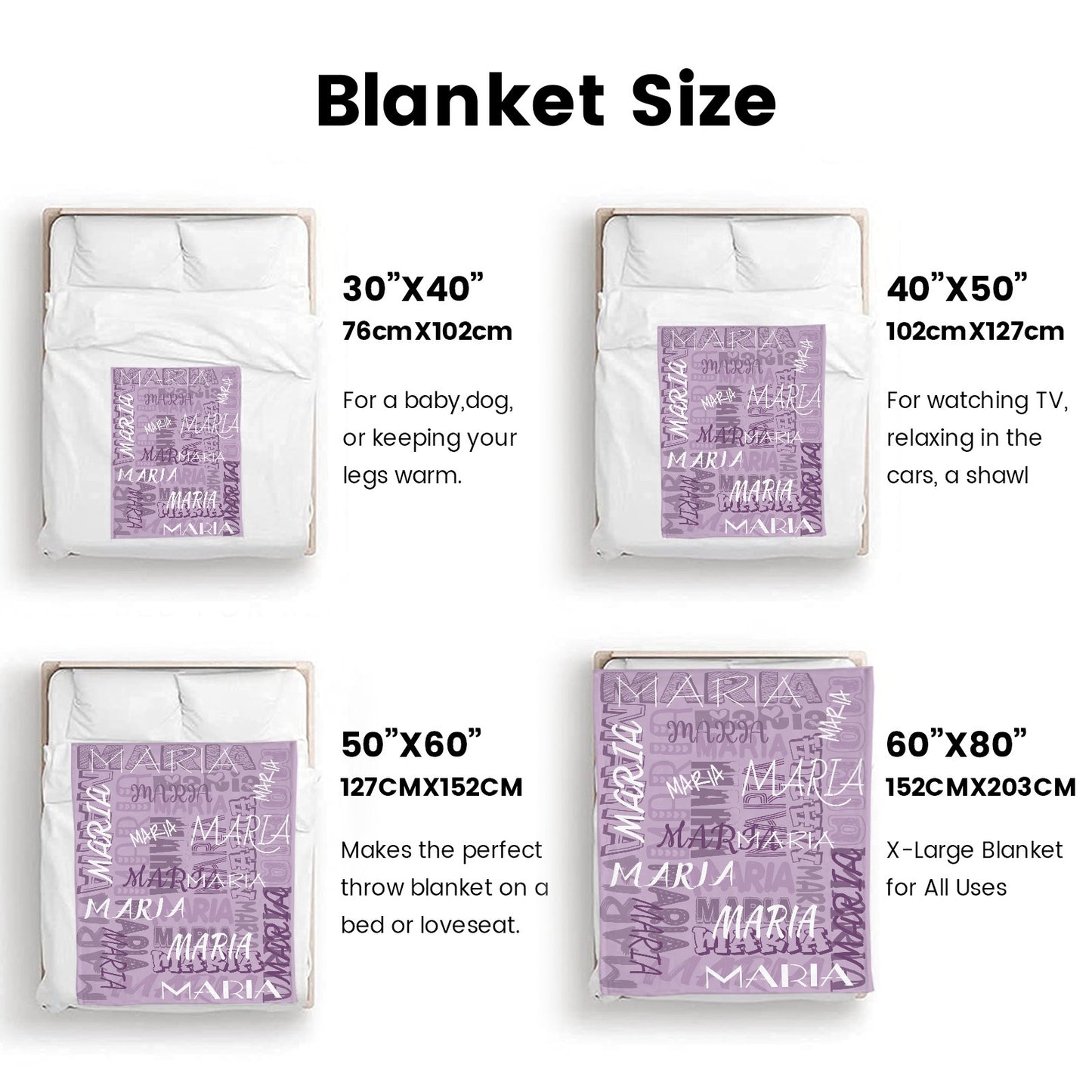 Purple Flannel Blanket Name Blanket Personalized Blanket for Adult Kids Flannel Customize Throw Blanket Custom