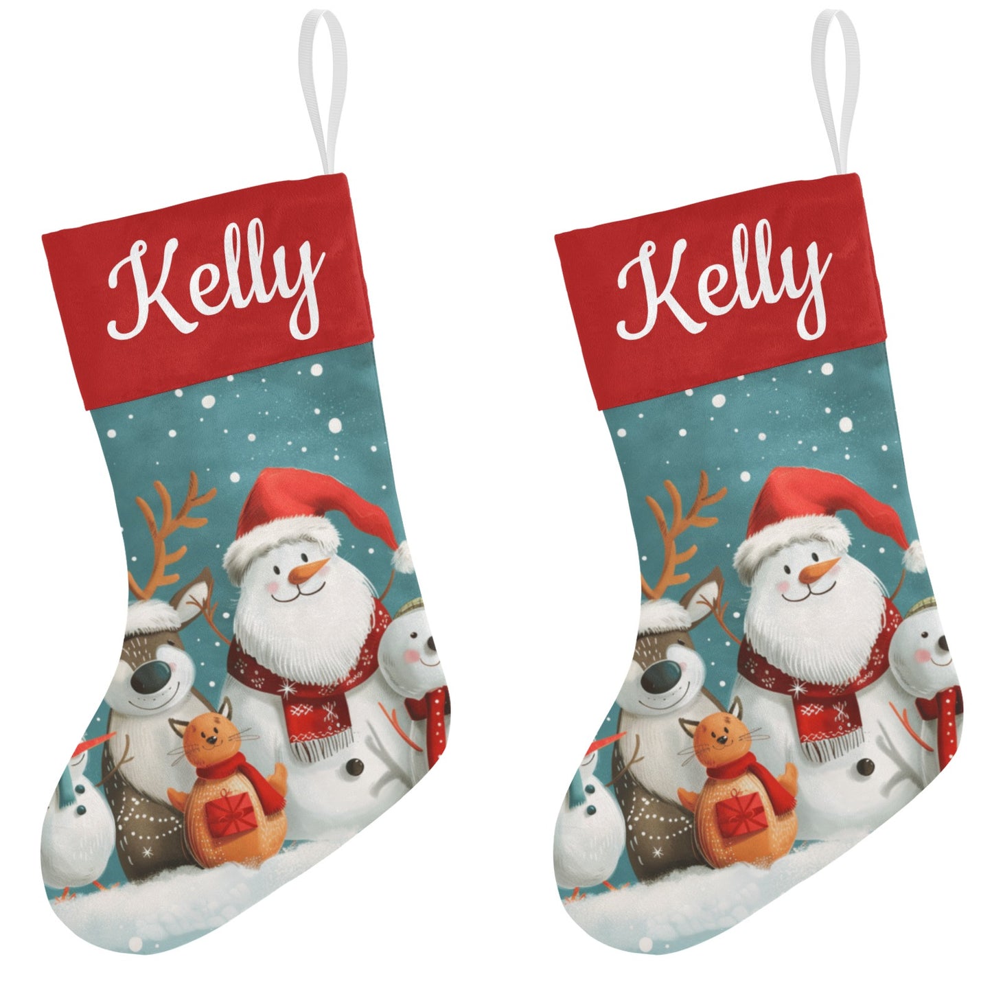 Snowman Christmas Stocking Custom Name Santa Socks Gift