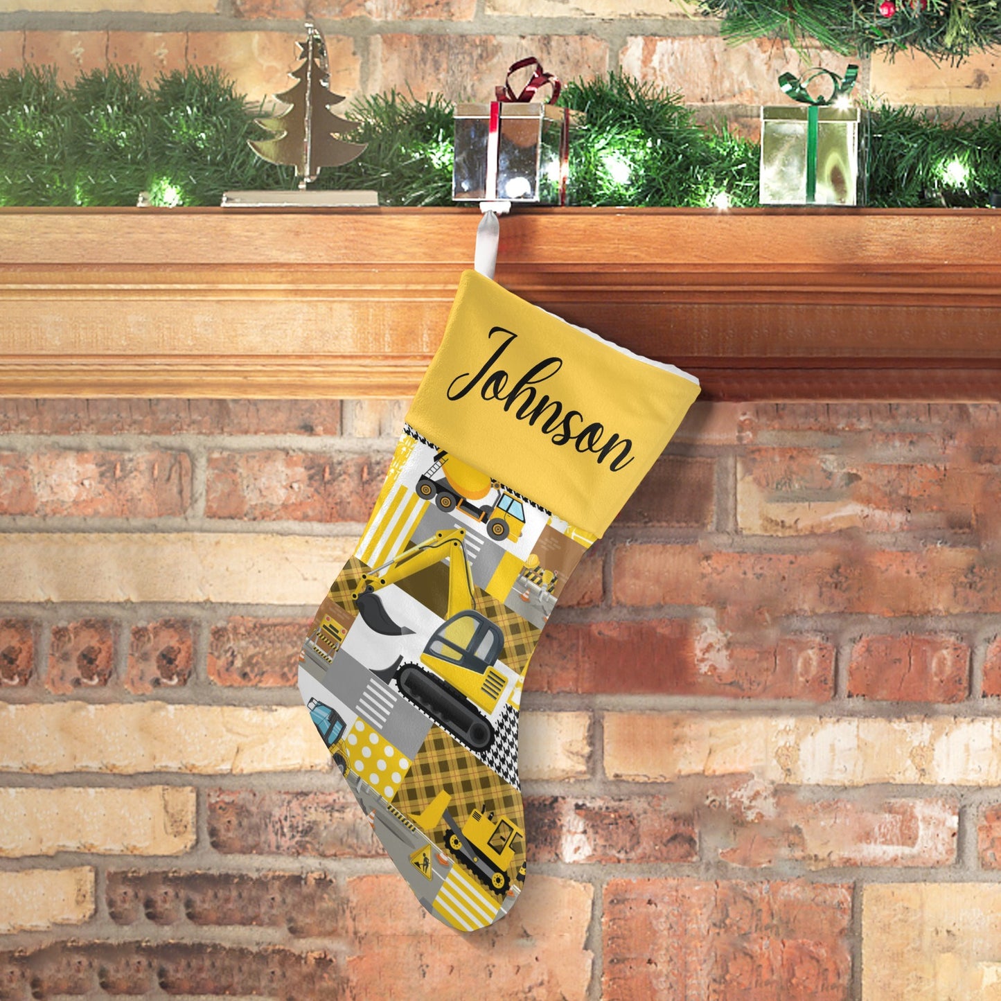 Truck Tractor Christmas Stocking Custom Name Christmas Socks Gift