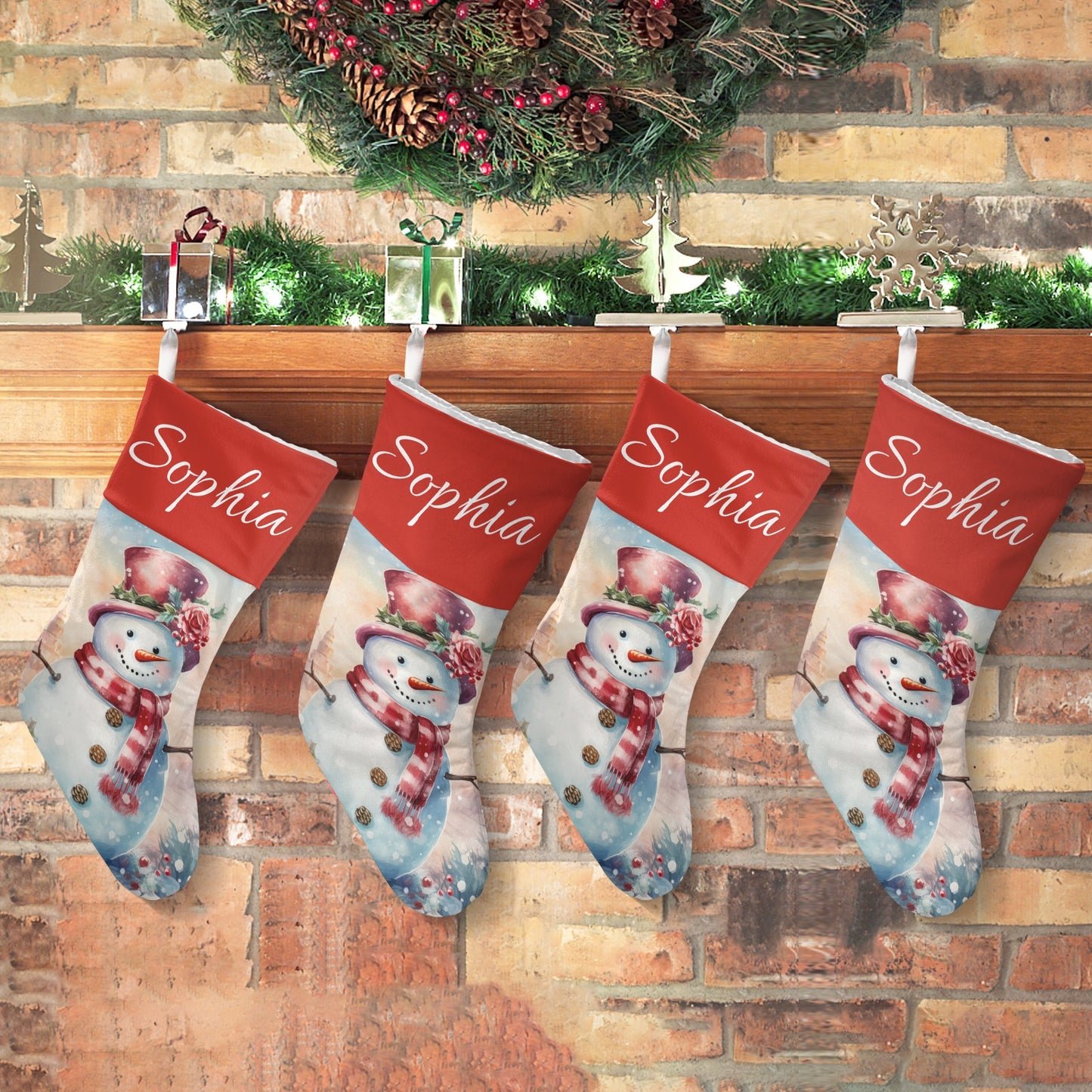Christmas Snowman Christmas Stocking Custom Name Santa Socks Gift