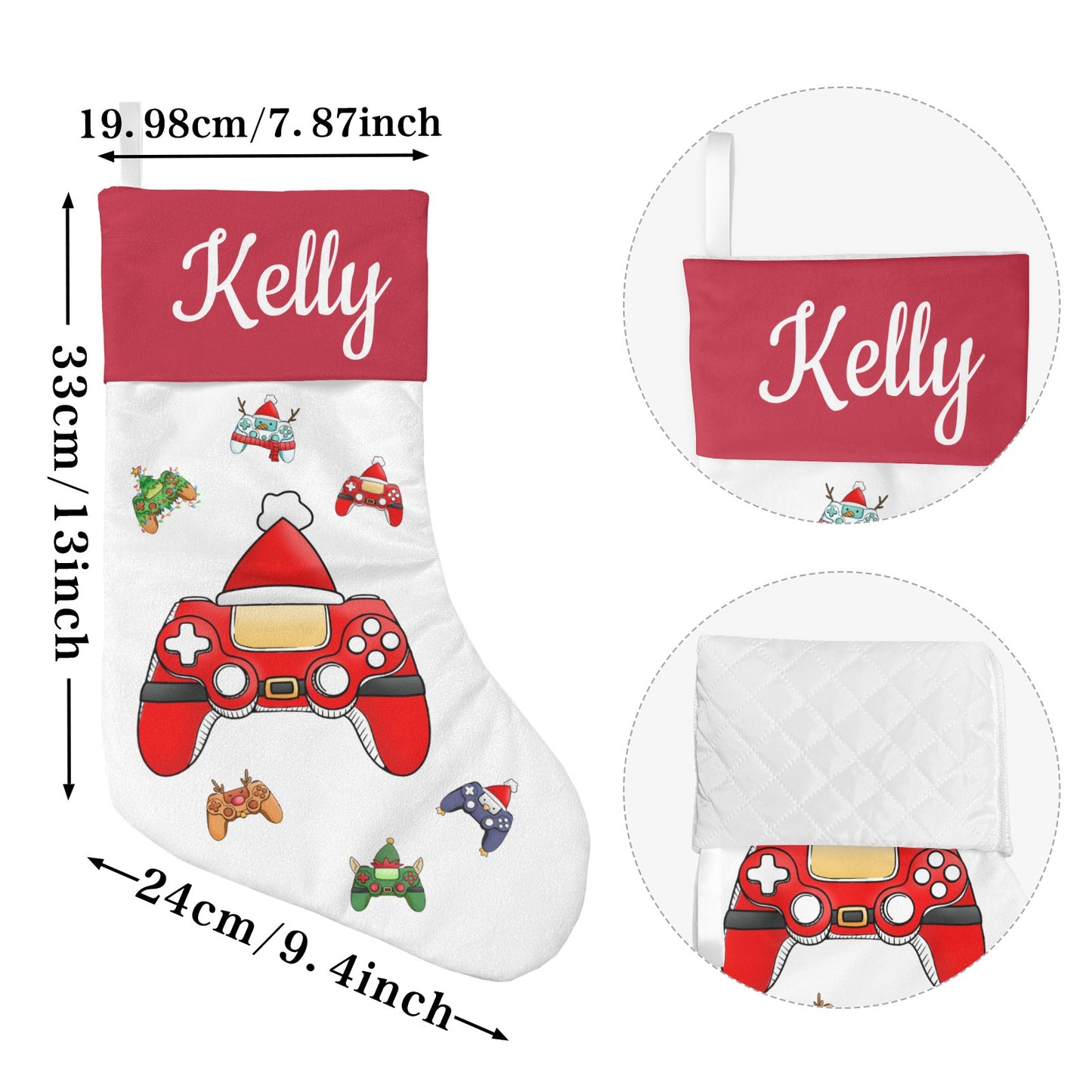 Games Console Christmas Stocking Custom Name Santa Socks Gift
