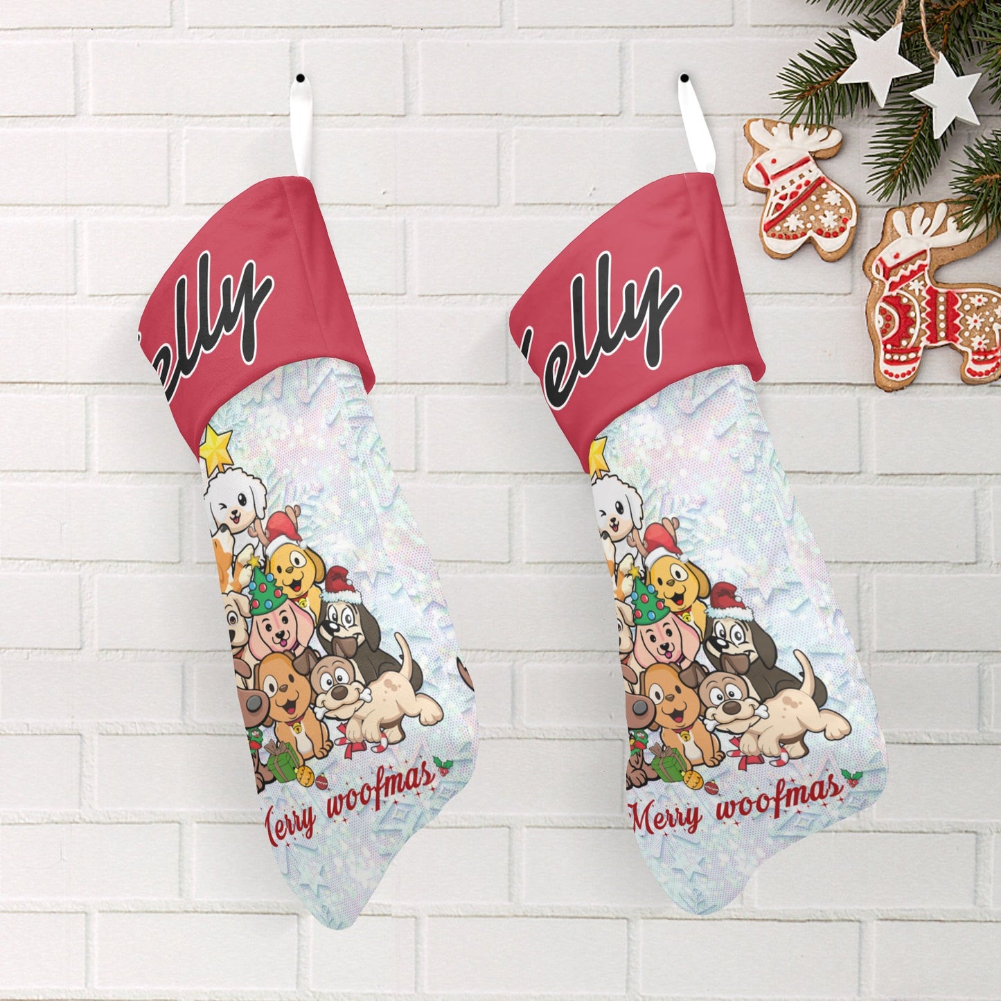 Dogs Christmas Stocking Custom Name Santa Socks Gift