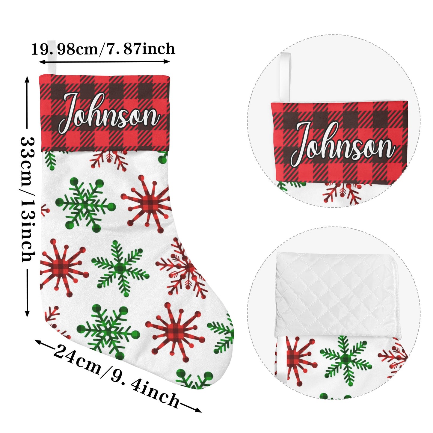Snowflakes Christmas Stocking Custom Name Christmas Socks Gift