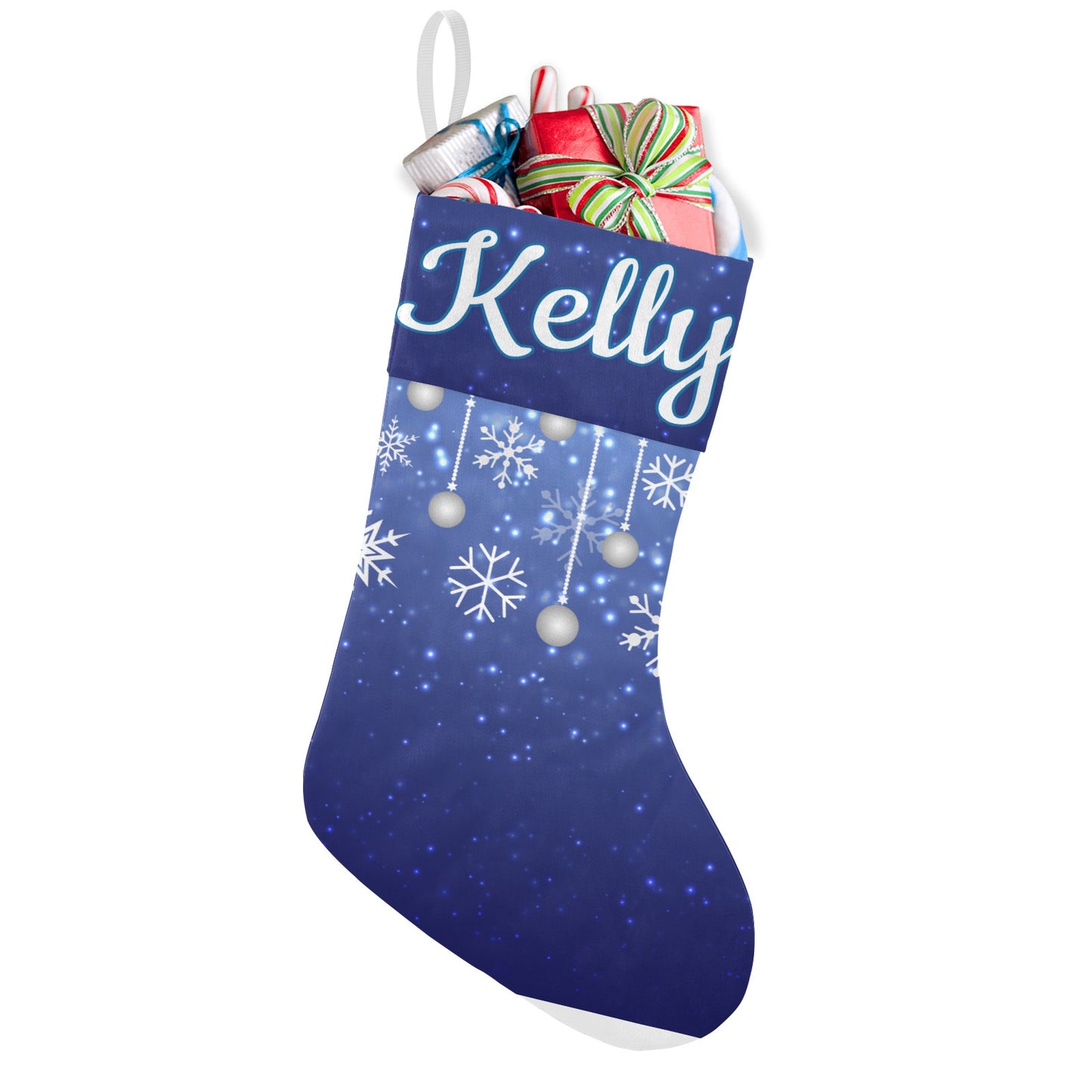 Blue Starry Sky Christmas Stocking Custom Name Santa Socks Gift