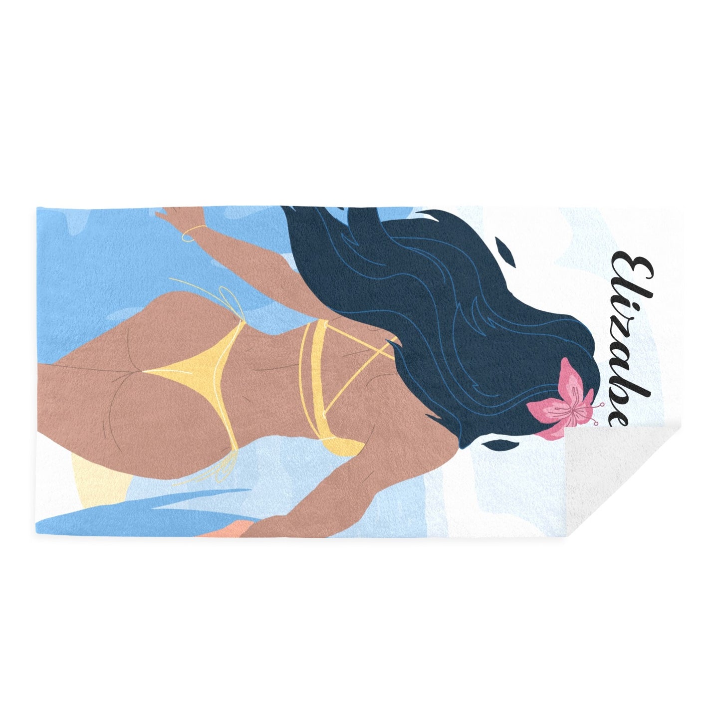 Beach Girl Beach Towel Custom Cotton/Poly Blend Pool Towel - Blue - Personalize with Your Name - Standard Size