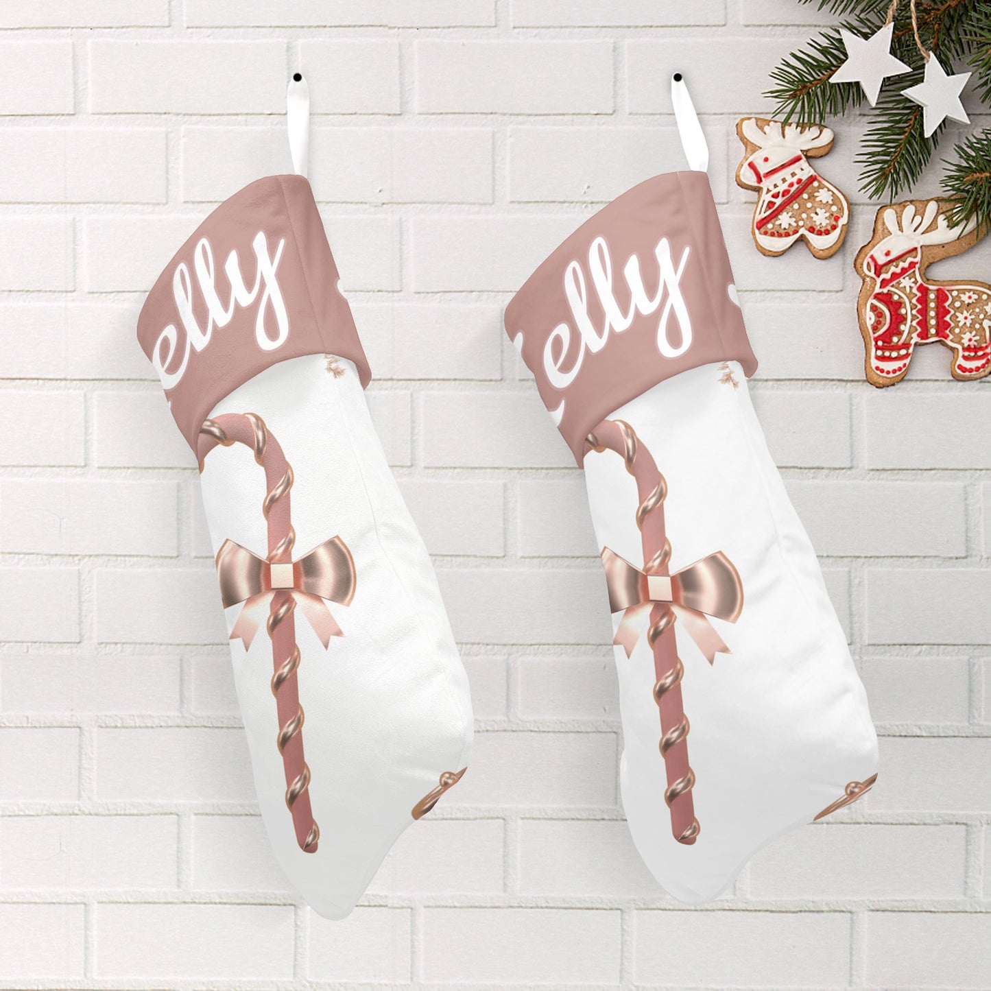 Bow Christmas Stocking Custom Name Santa Socks Gift