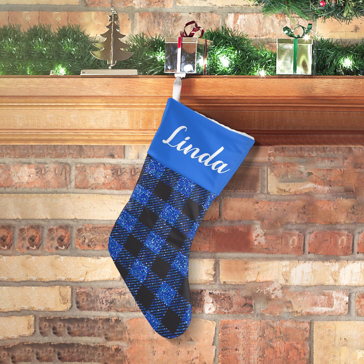 Blue Buffalo Bling Christmas Stocking Custom Name Christmas Socks Gift