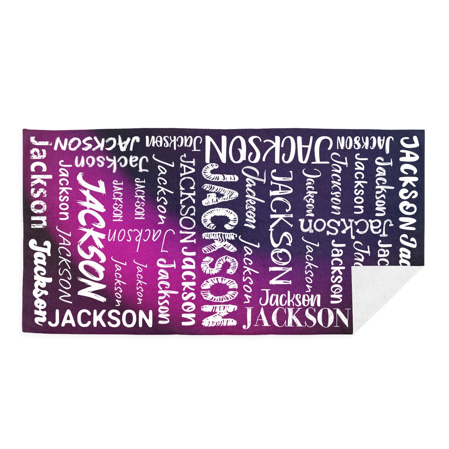 Black Purple Beach Towel Custom Cotton/Poly Blend Pool Towel - Blue - Personalize with Your Name - Standard Size