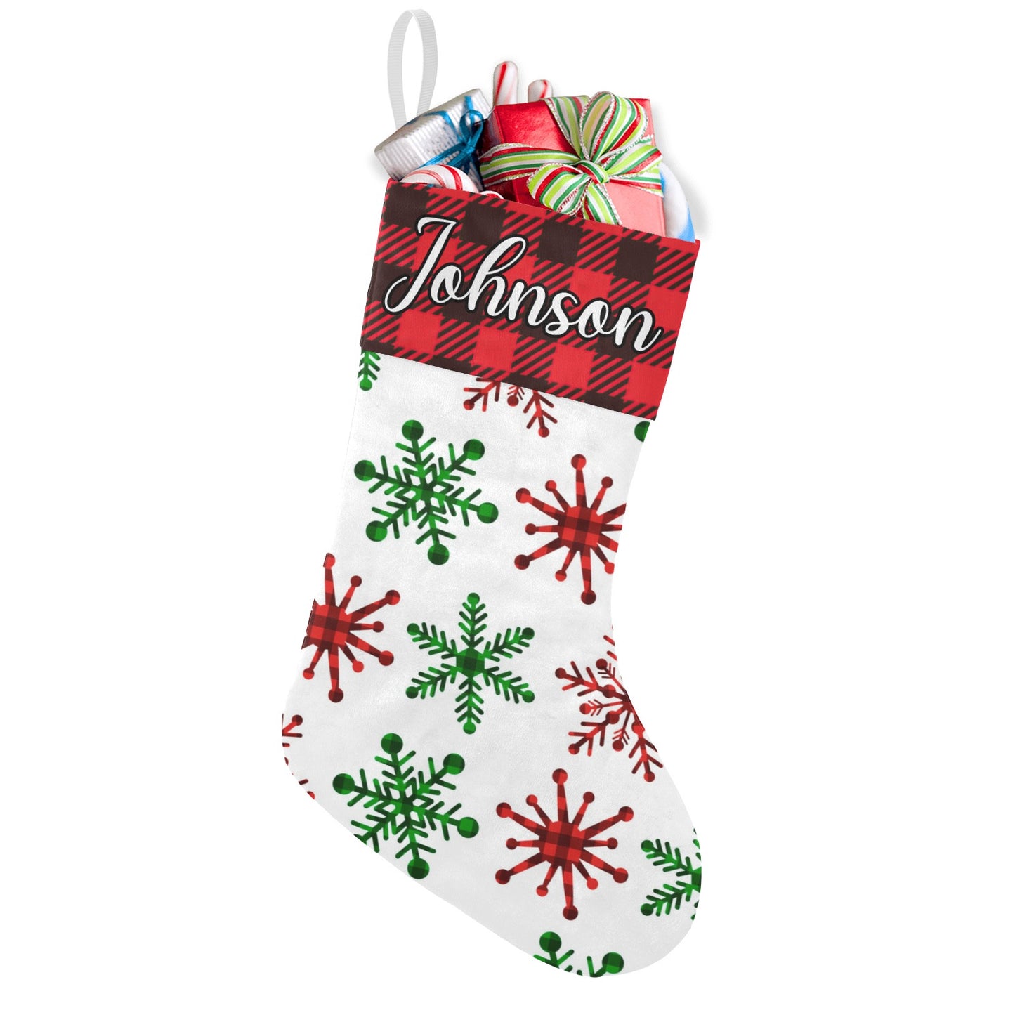 Snowflakes Christmas Stocking Custom Name Christmas Socks Gift