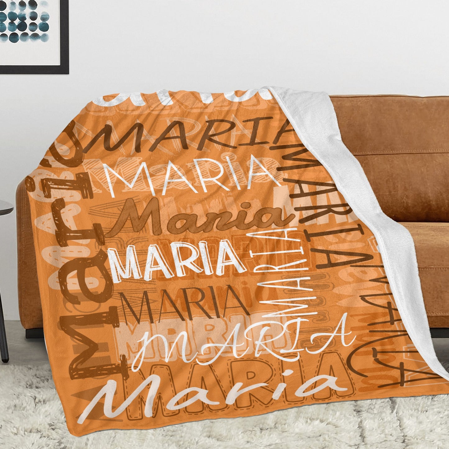 Orange Flannel Blanket Name Blanket Personalized Blanket for Adult Kids Flannel Customize Throw Blanket Custom