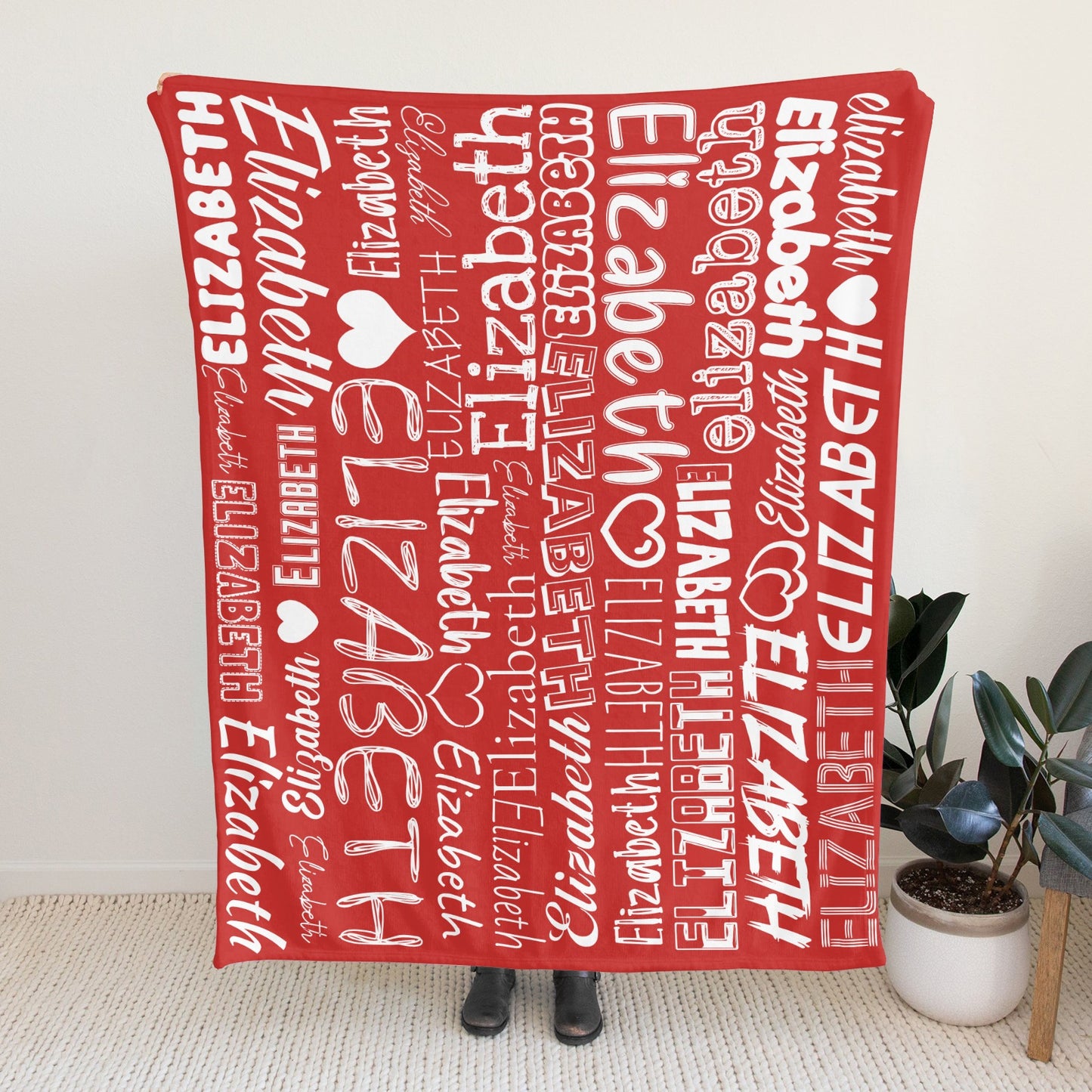 Red Flannel Blanket Name Blanket Personalized Blanket for Adult Kids Flannel Customize Throw Blanket Custom