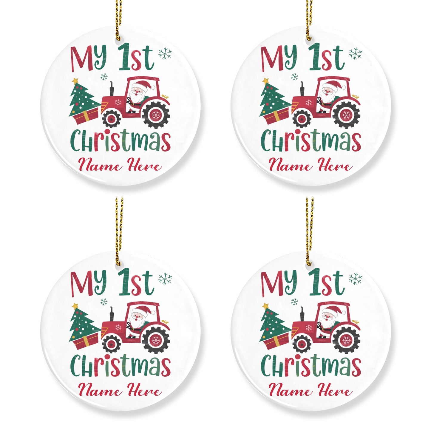 1st Christmas Christmas Ornaments Custom Name Santa Gift